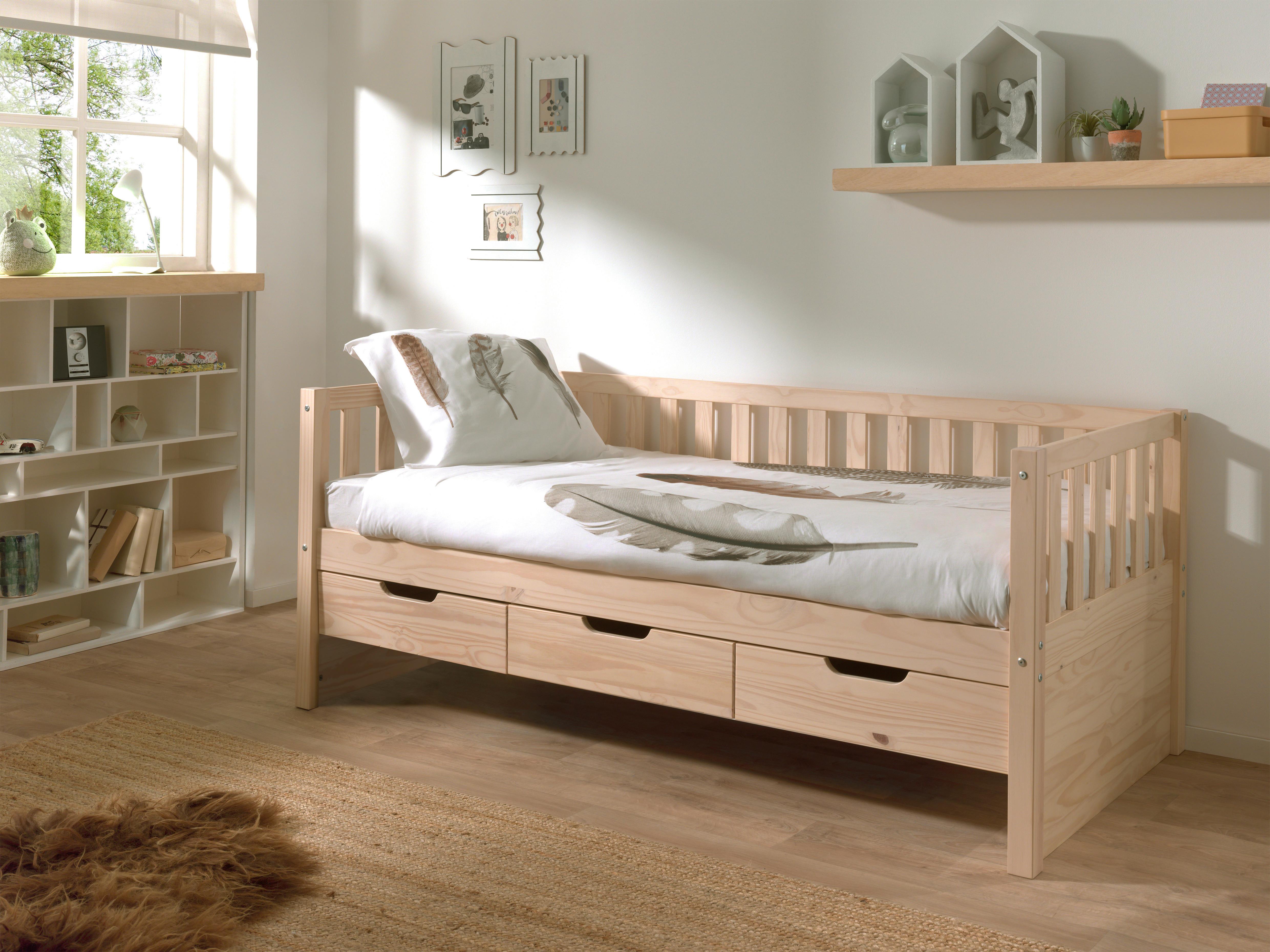 Stauraumbett Fritz Kieferfarben 90x200cm - Kieferfarben, MODERN, Holz/Holzwerkstoff (90/200cm) - MID.YOU