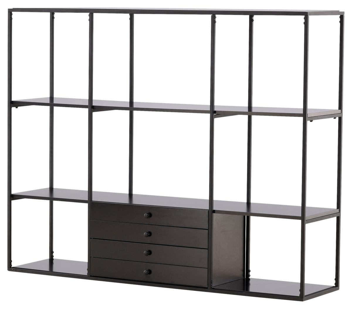 Regal Amarillo - Nussbaumfarben/Schwarz, Design, Holzwerkstoff/Metall (150/120/35cm) - Livetastic