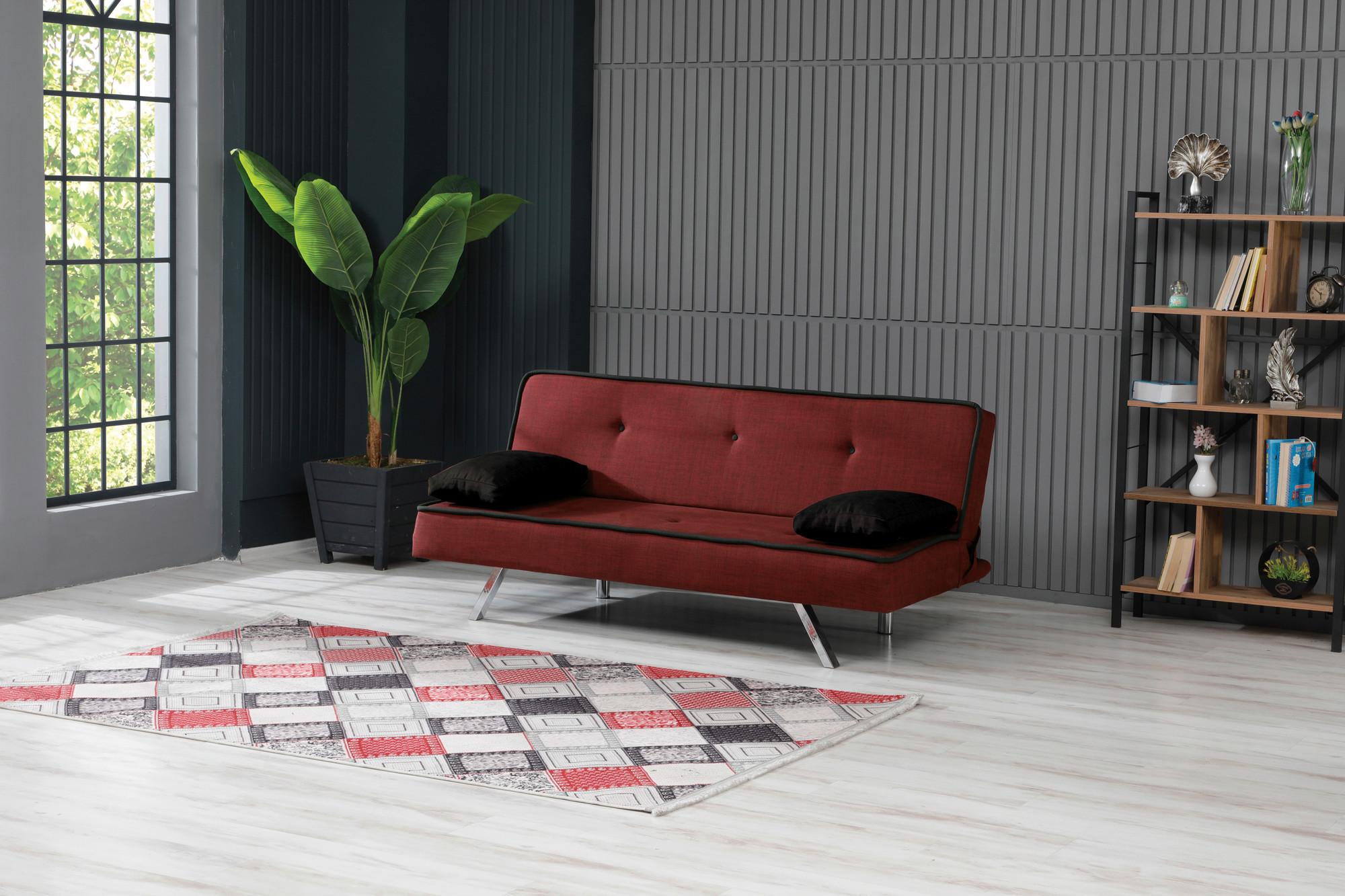 3-Sitzer-Sofa Norfolk Mit Schlaffunktion Rot - Rot, Design, Textil (183/84/82cm) - Livetastic