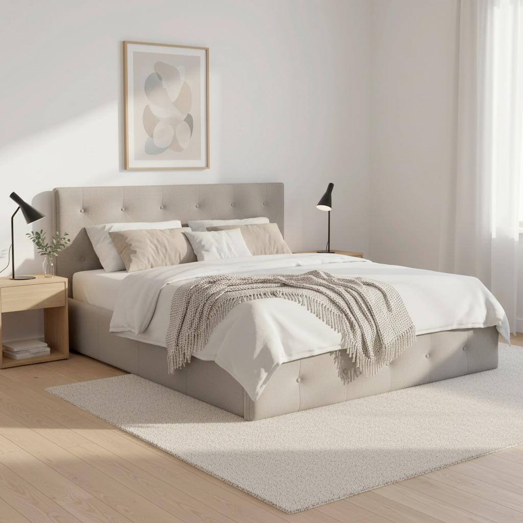 Manželská posteľ s roštom Julie, 180x200 cm, svetlosivá - čierna/prírodná farba, Modern, kov/drevo (180/200cm) - Bessagi Home