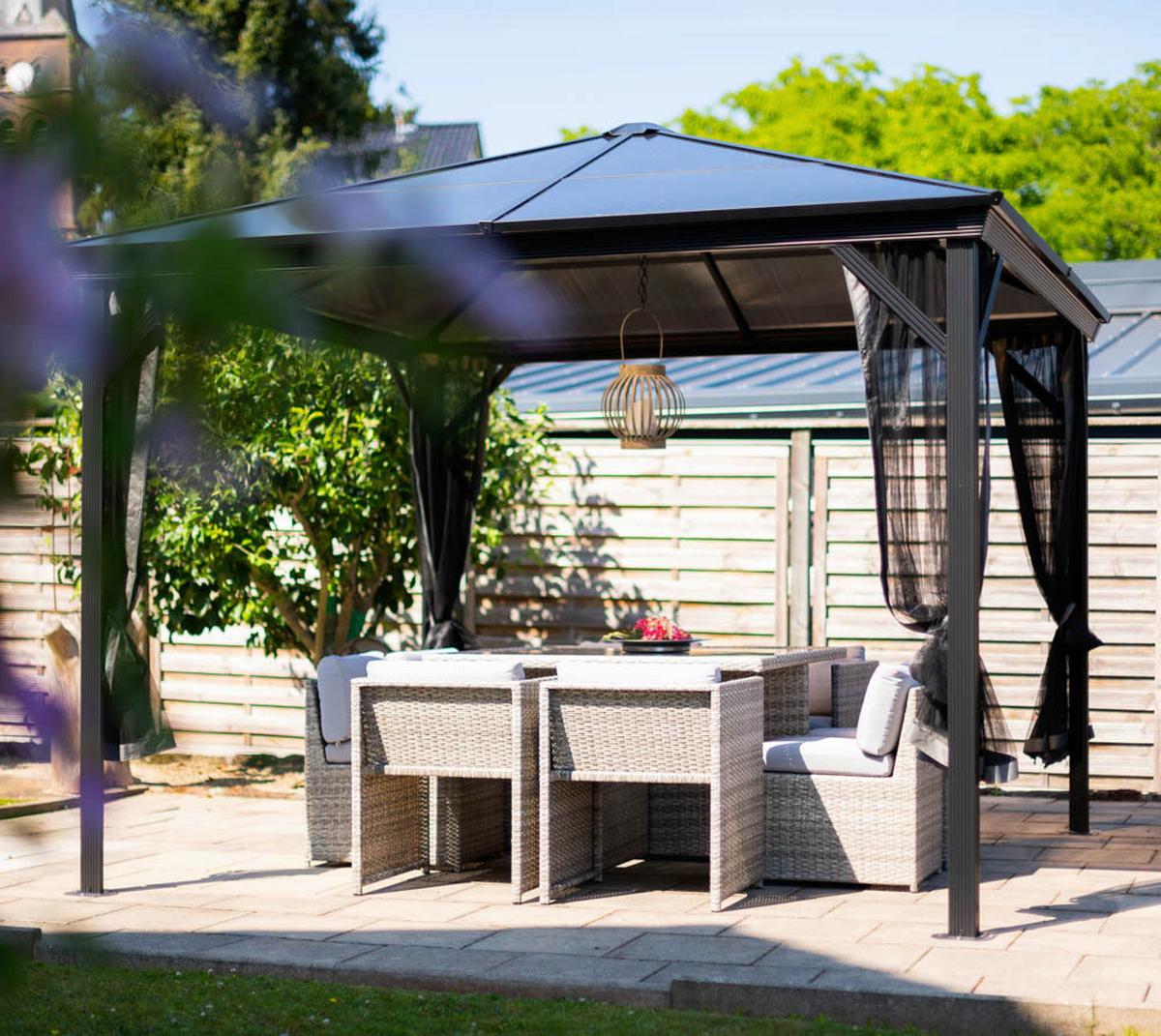 Pavillon Verona 298x298 cm wetterfest Gartenpavvilon - Anthrazit, Basics, Kunststoff/Metall (298/261/298cm)