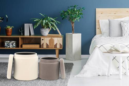 Sada taburetiek ZORA - sivohnedá/béžová, Trend, textil/plast