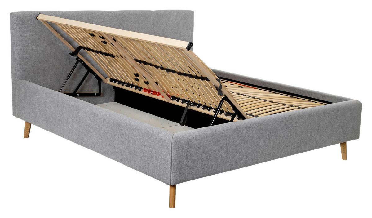 Polsterbett Rossva Lf: 200x200 Grau - Eichefarben/Grau, MODERN, Holz/Textil (200/200cm) - MID.YOU