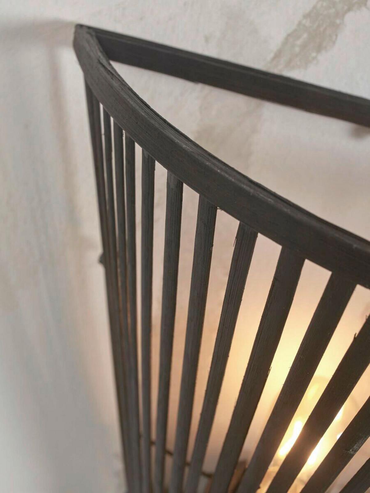 Wandleuchte Merapi Schwarz B: 30 cm - Schwarz, Trend, Holz (15/30/30cm) - Good & Mojo