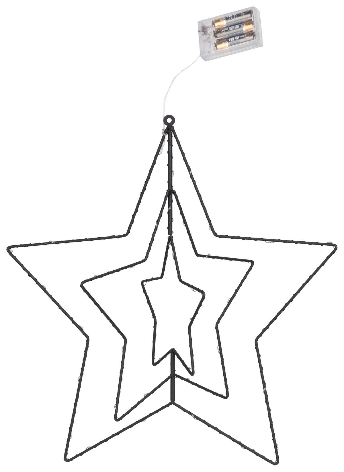 Vánoční závěsná dekorace Star, výška: 44cm, s LED - černá, kov/plast (41,5/44/0,4cm) - Modern Living