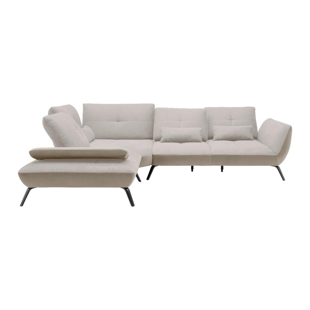 Rohová sedačka TRENDY, levá, písková / béžová - černá/pískové barvy, Moderní, kov/kompozitní dřevo (250/93/310cm) - Premium Living