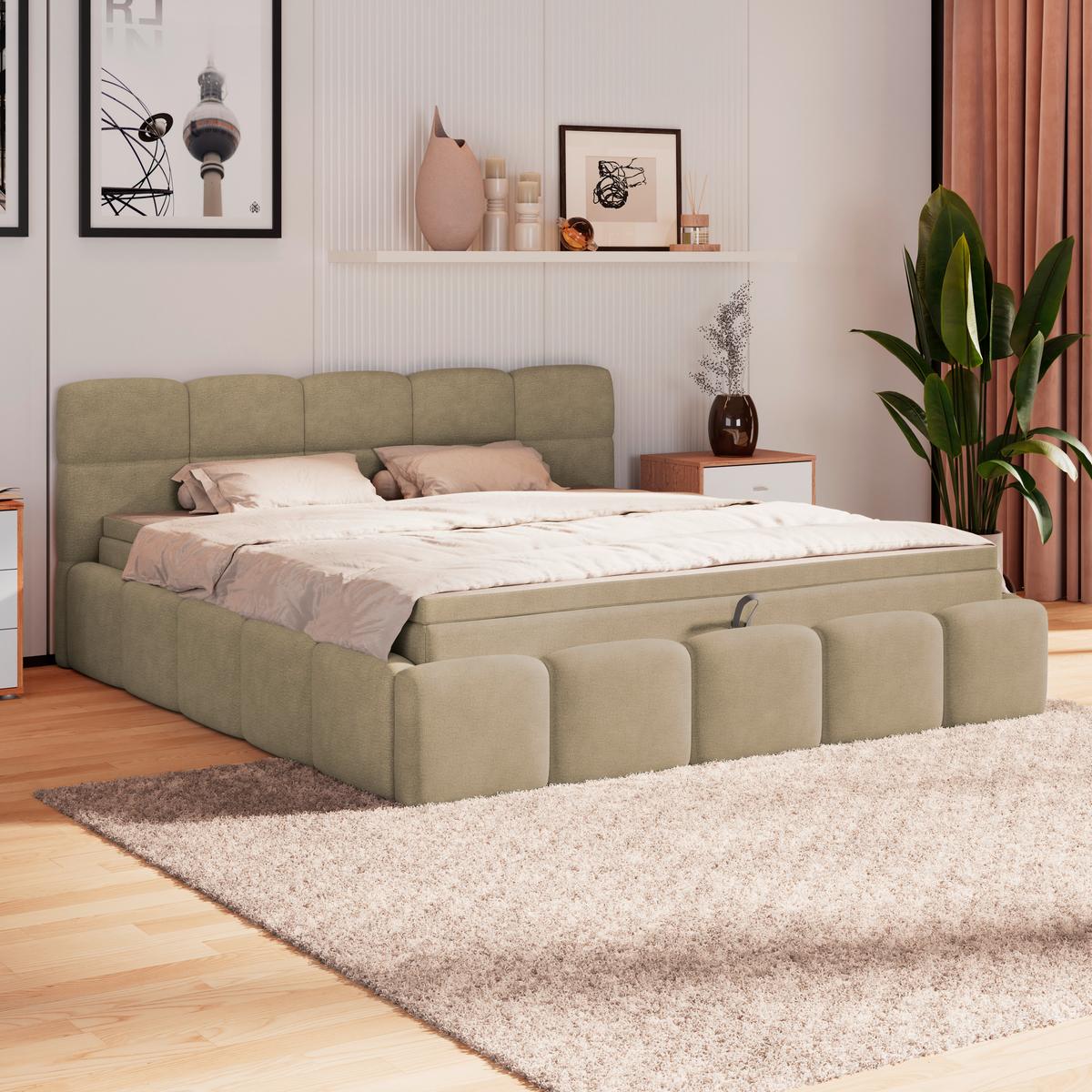 Polsterbett Noe Braun 160x200 cm - Schwarz/Braun, Trend, Textil/Metall (160/200cm)