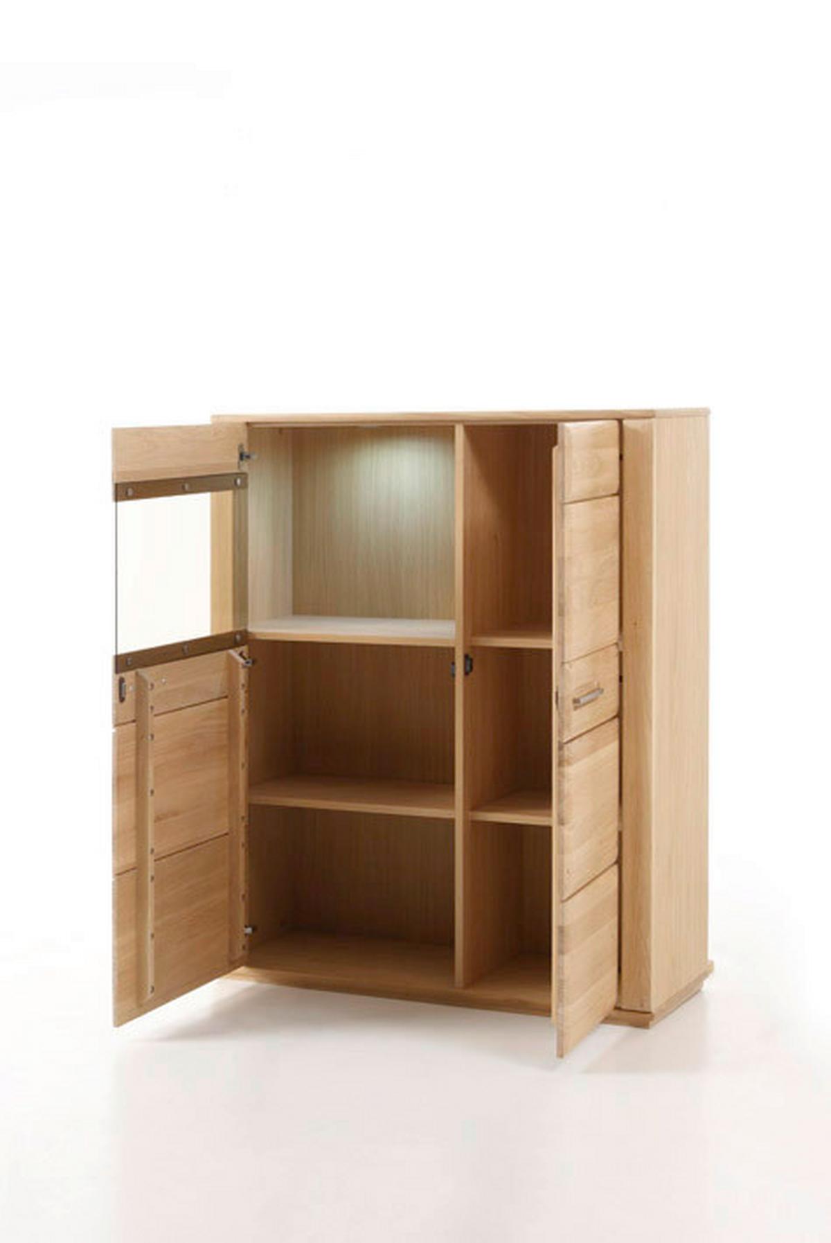 Highboard teilmassiv B: 107 cm Sena Eichefarben - Eichefarben, Design, Glas/Holz (107/131/38cm) - Livetastic
