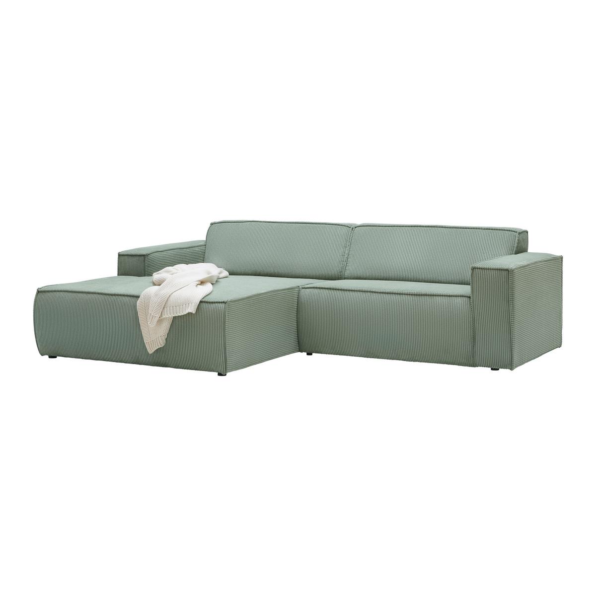 Rohová sedačka LOFT, ľavá, svetlozelený menčester - čierna/svetlozelená, Modern, textil/plast (172/75/265cm) - Mömax
