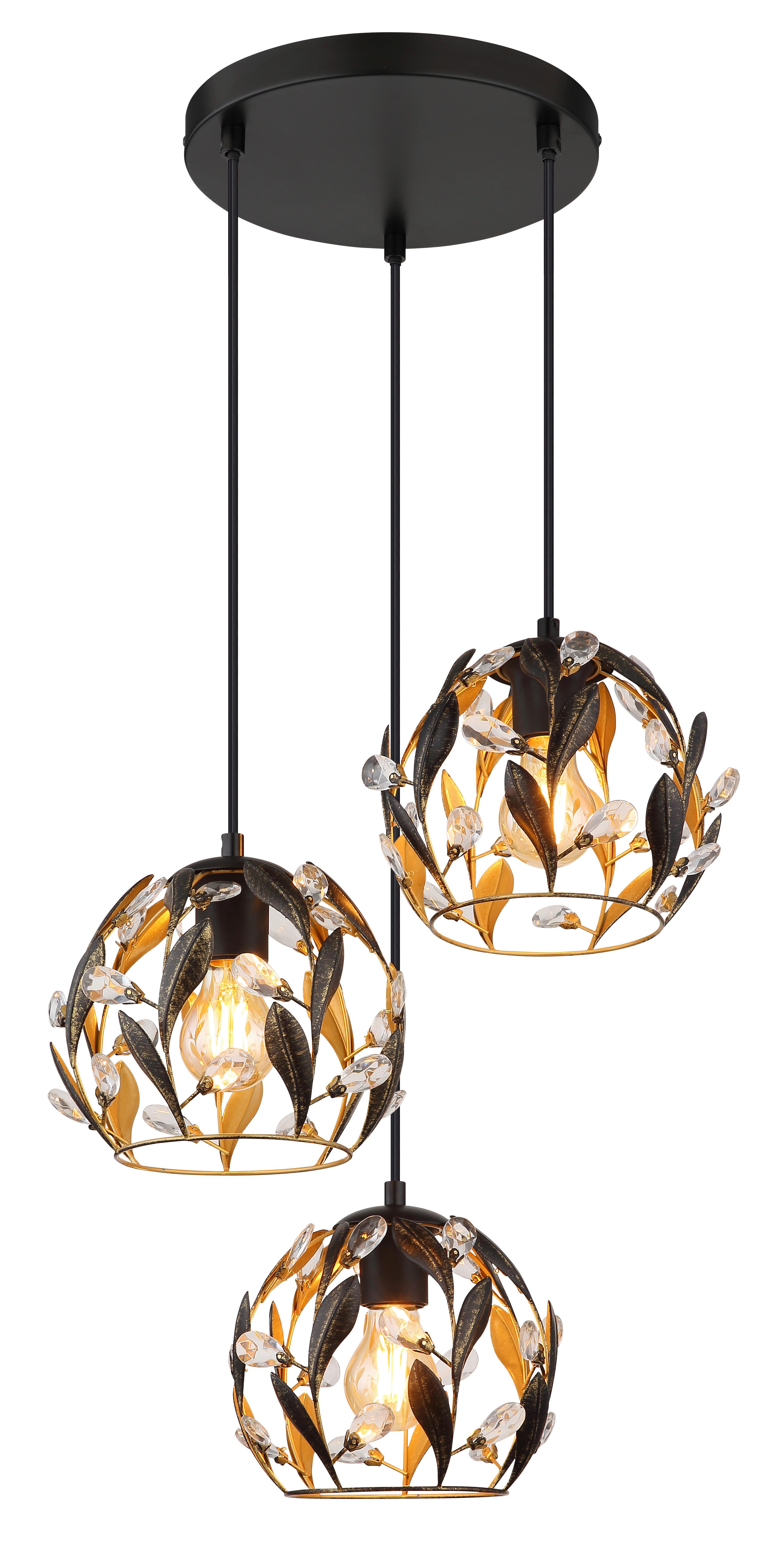 Hängeleuchte Mika D: 40 cm Klar Schwarz Goldfarben - Klar/Goldfarben, Basics, Kunststoff/Metall (40/150cm) - Globo