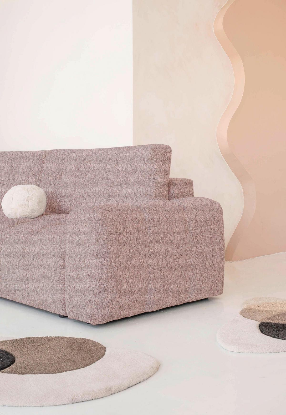 Wohnlandschaft Lulu Rot U: 184x333x213cm - Rot/Schwarz, Design, Textil (184/333/213cm) - MID.YOU