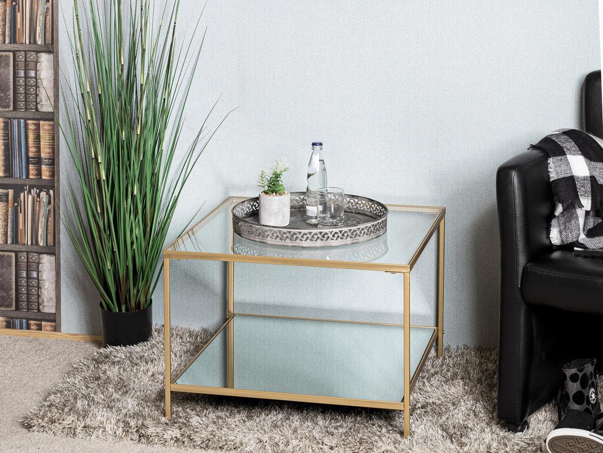 KONFERENČNÍ STOLEK PORTO 4 - čiré/barvy zlata, Moderní, kov/sklo (60/60/45cm)