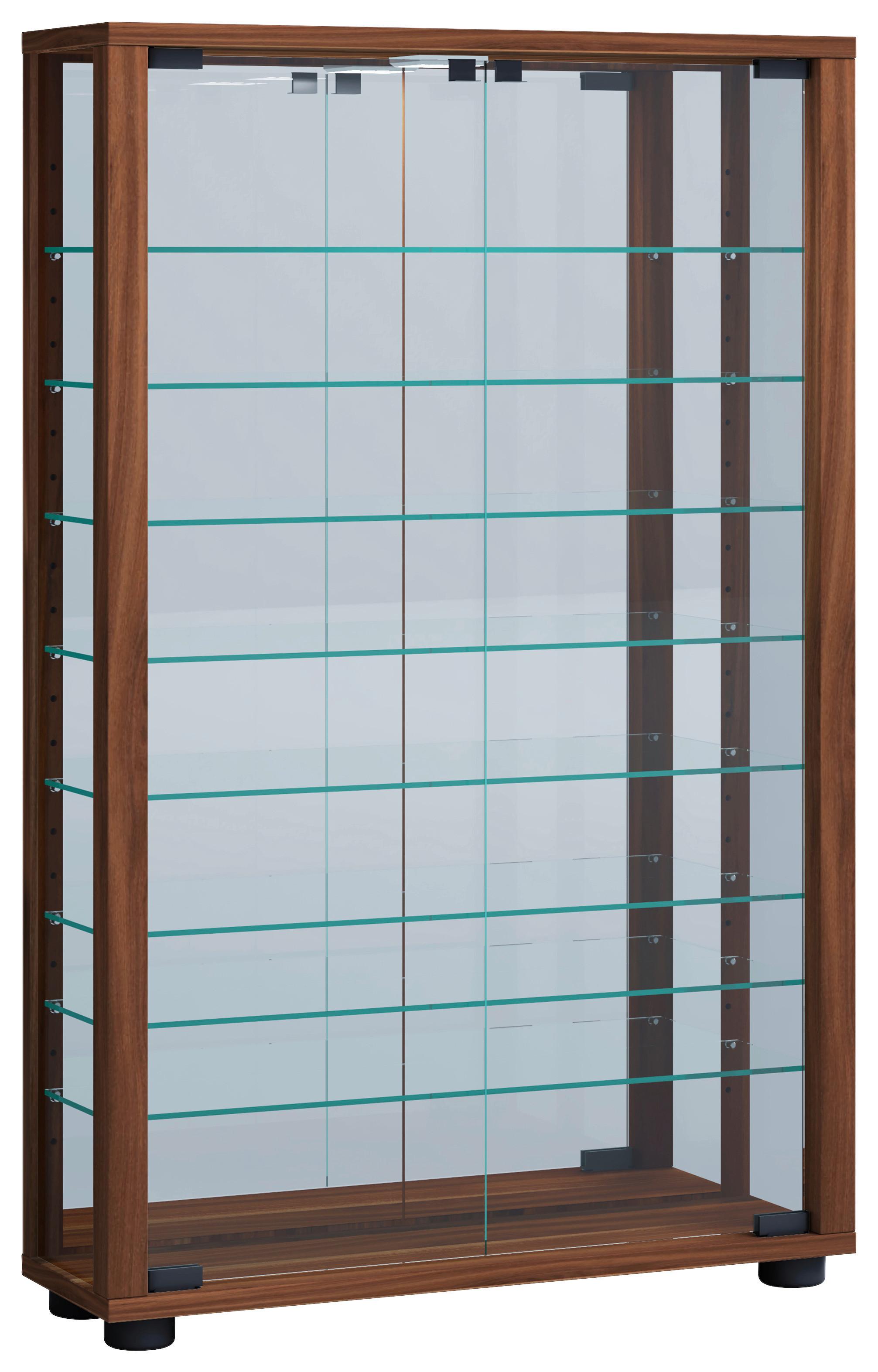 Hängevitrine Vitrosa Nussbaumfarben B: 59cm - Nussbaumfarben/Schwarz, MODERN, Glas/Holzwerkstoff (59/91,3/18cm) - MID.YOU