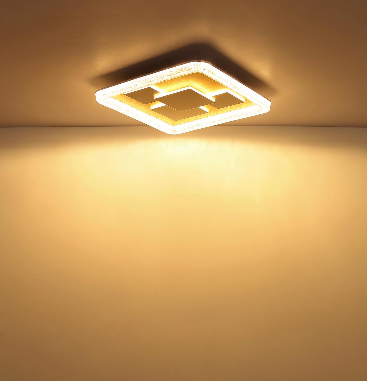 LED-Deckenleuchte 3000k, 40w - Klar/Goldfarben, Design, Kunststoff/Metall (48,8/48,8/7cm) - Globo