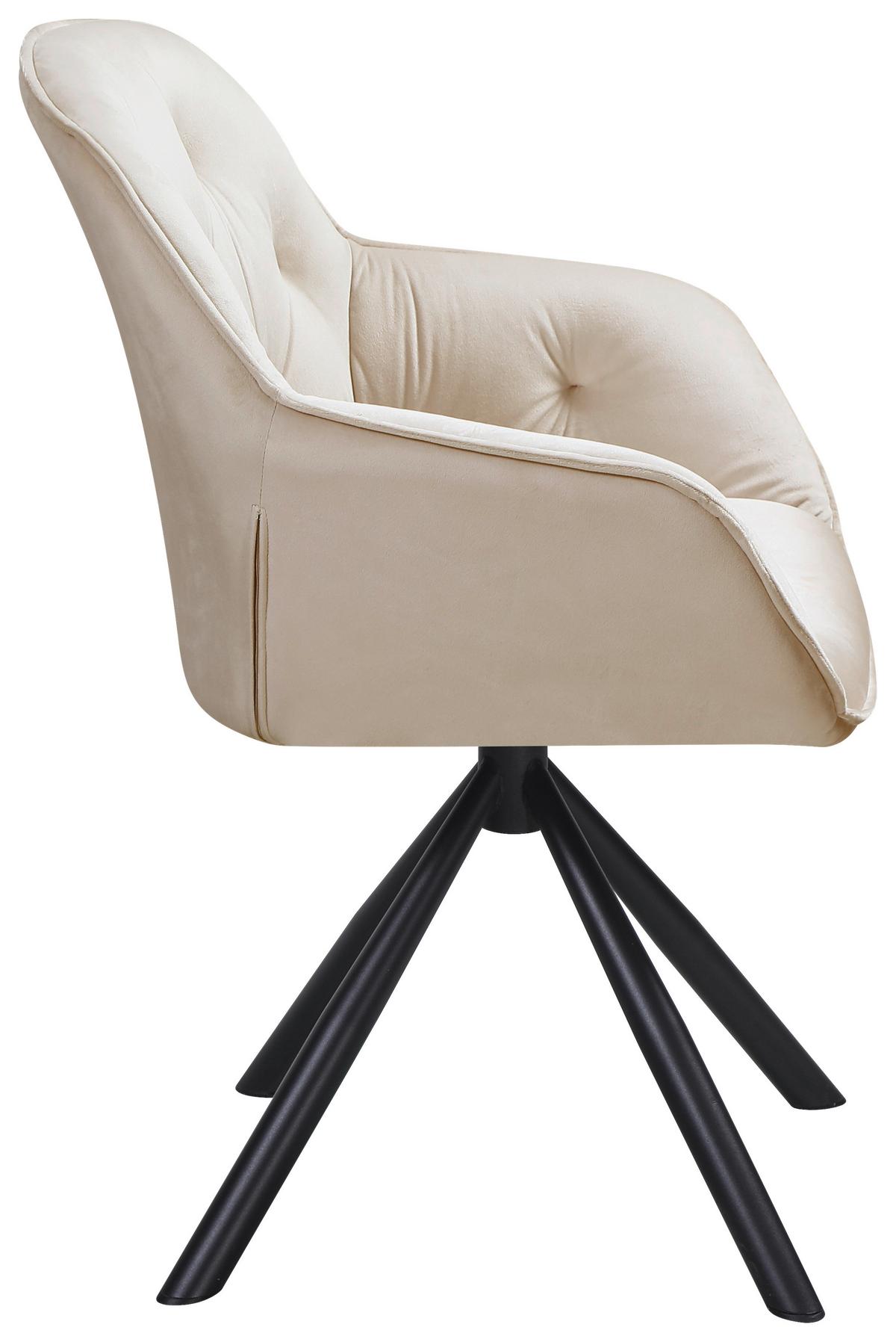 Szék Silvi - bézs/fekete, Konventionell, textil/fém (62/85/62cm)