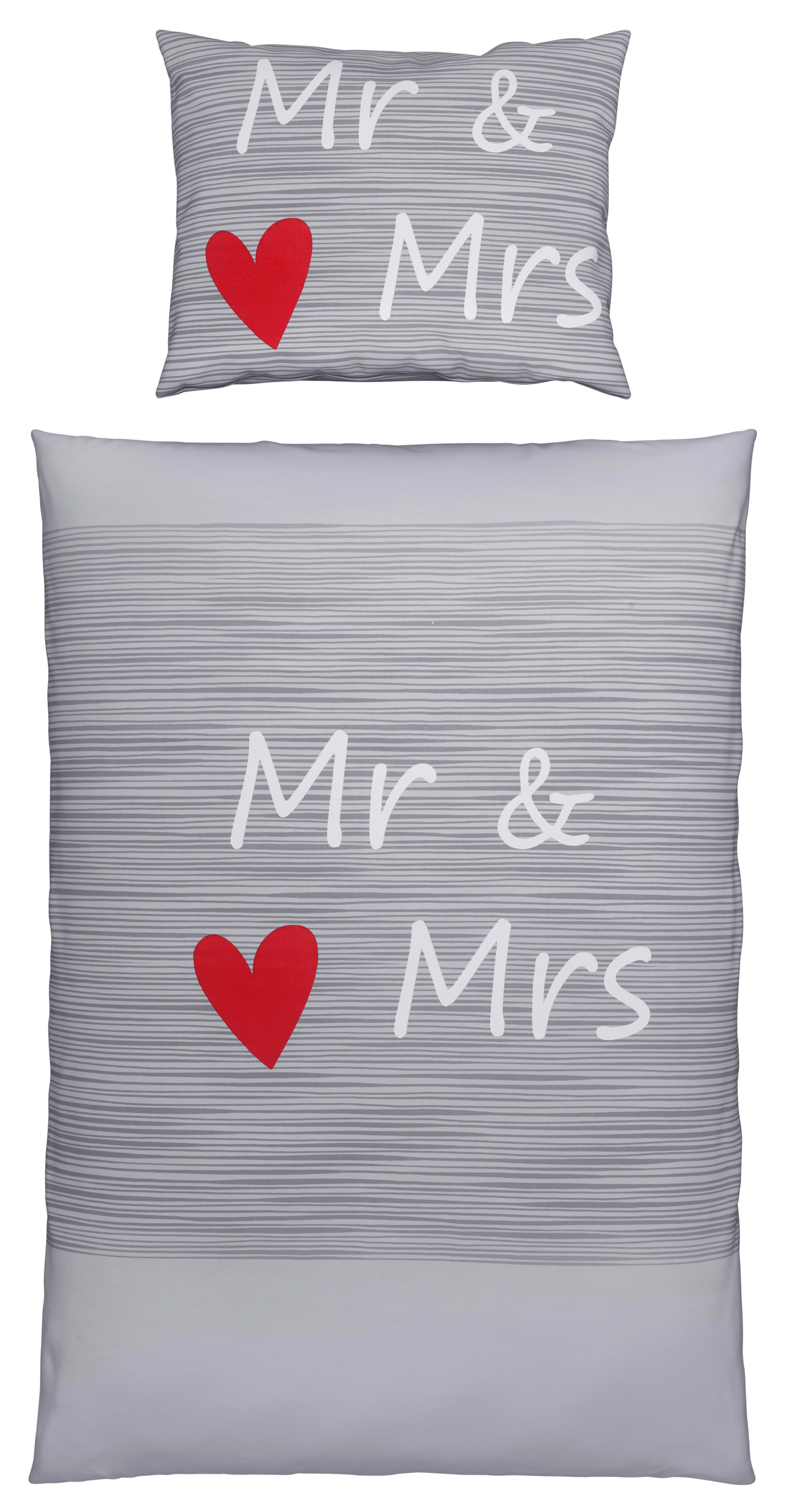 Mr & Mrs: Bettwäsche für Verliebte in Grau