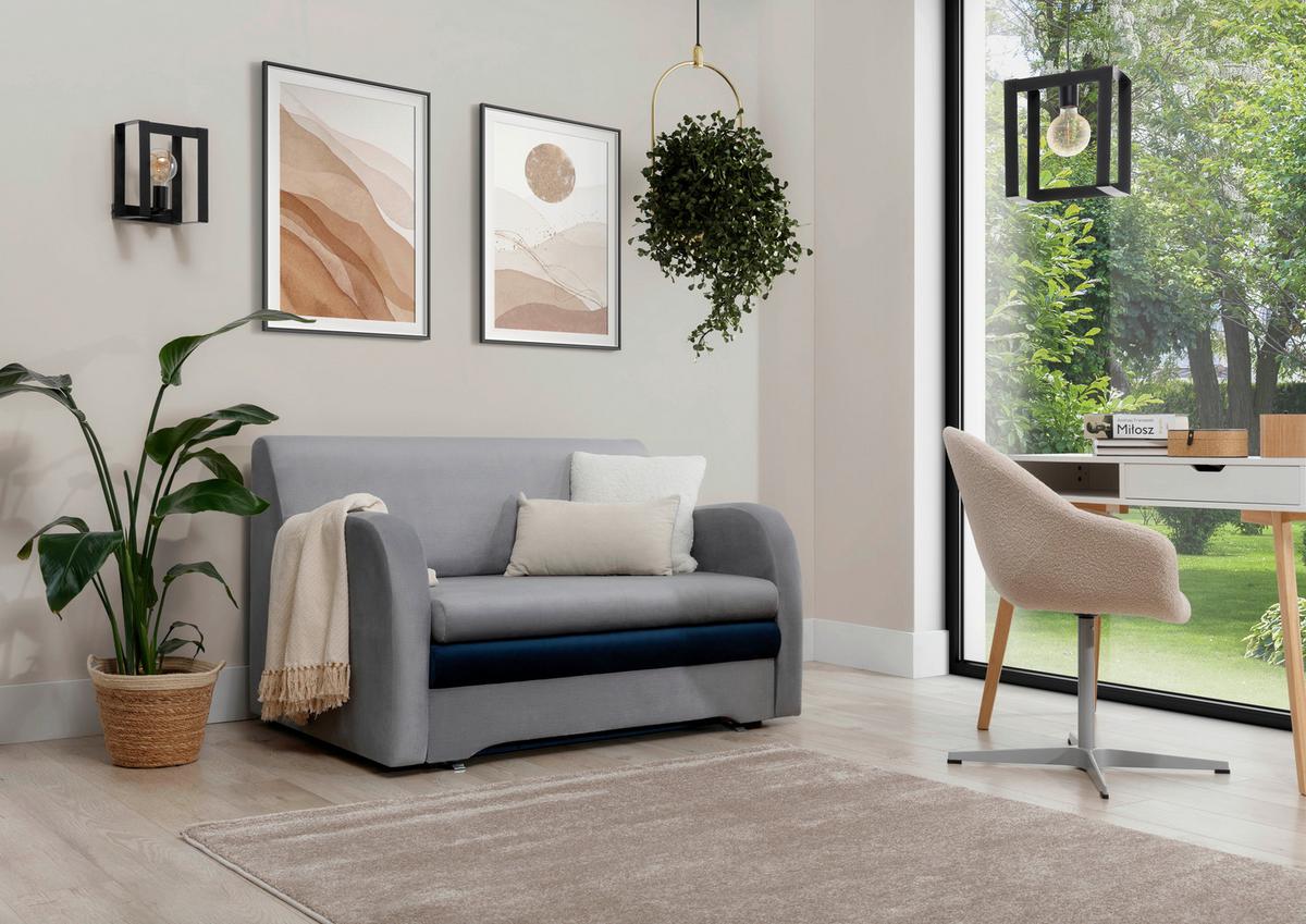 Schlafsofa Ario Grau B: 130cm - Schwarz/Dunkelblau, Design, Textil (130/85/103cm) - MID.YOU