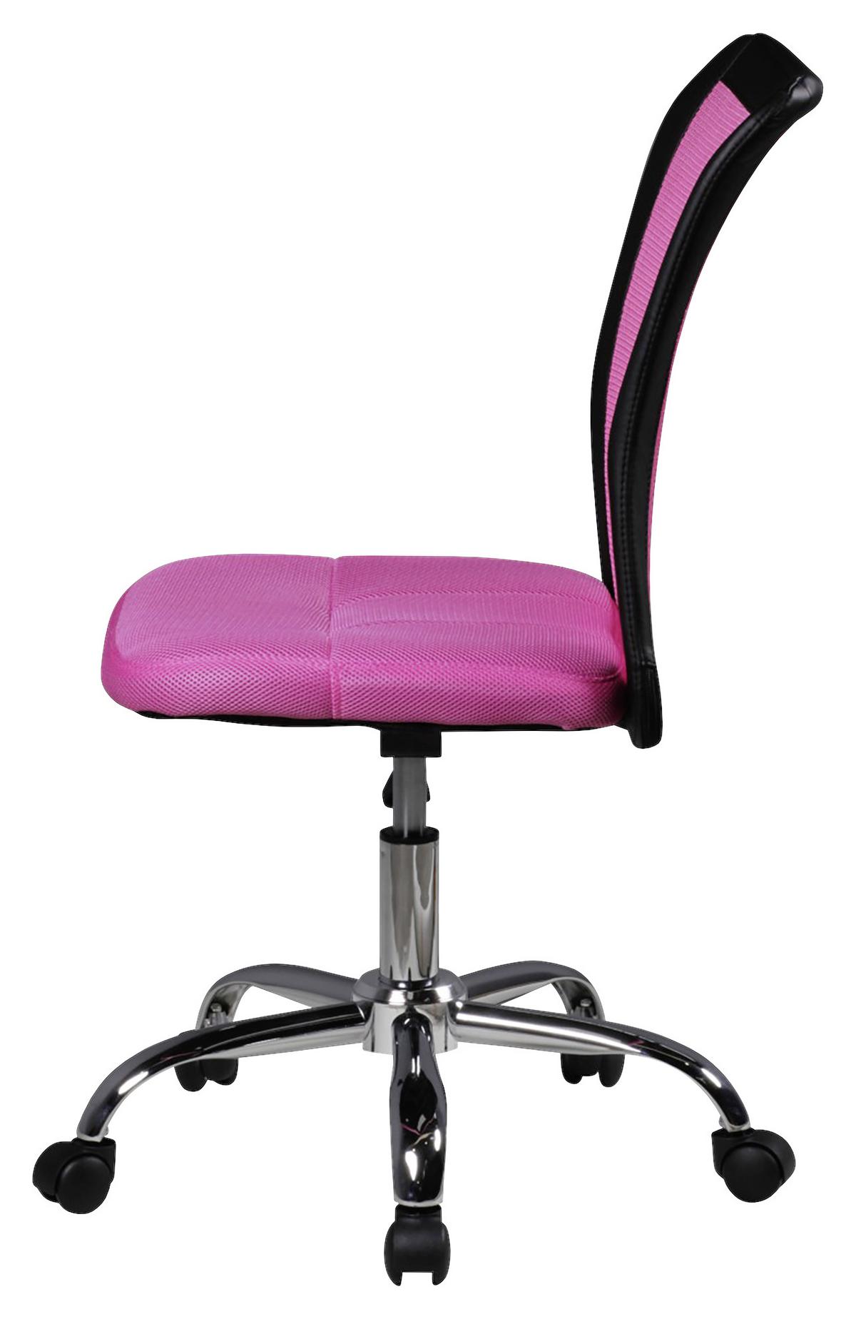 Jugenddrehstuhl Lukas Lederlook/Netz Pink Bis 60 Kg - Chromfarben/Pink, MODERN, Kunststoff/Textil (60/100/60cm) - MID.YOU