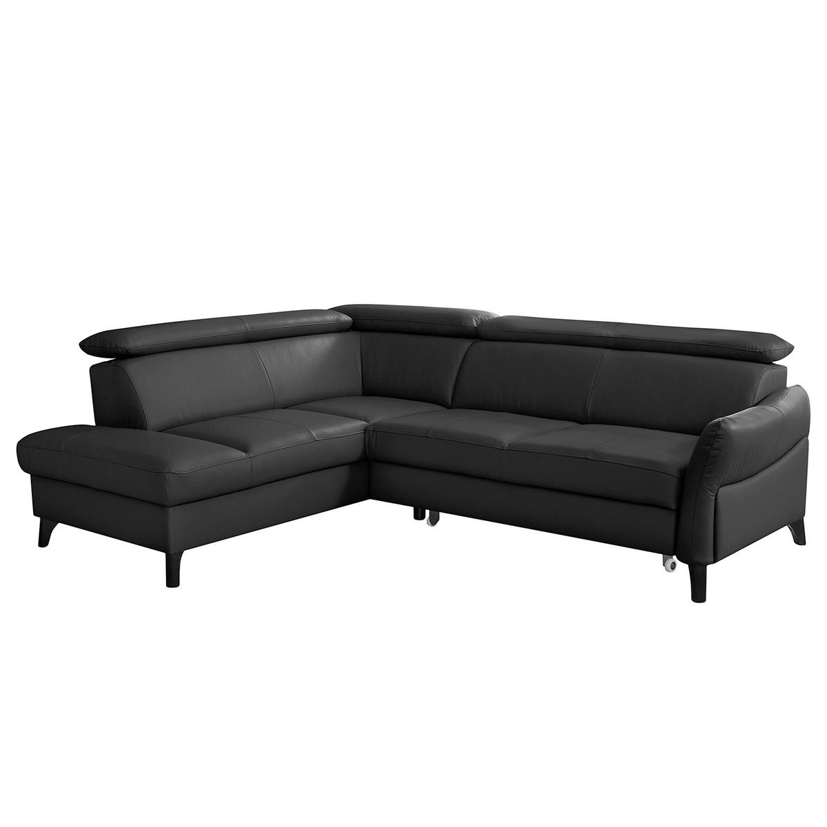 Ecksofa Note New Teilleder schwarz 199x244 - Schwarz, Design, Leder/Textil (199/244cm) - Livetastic