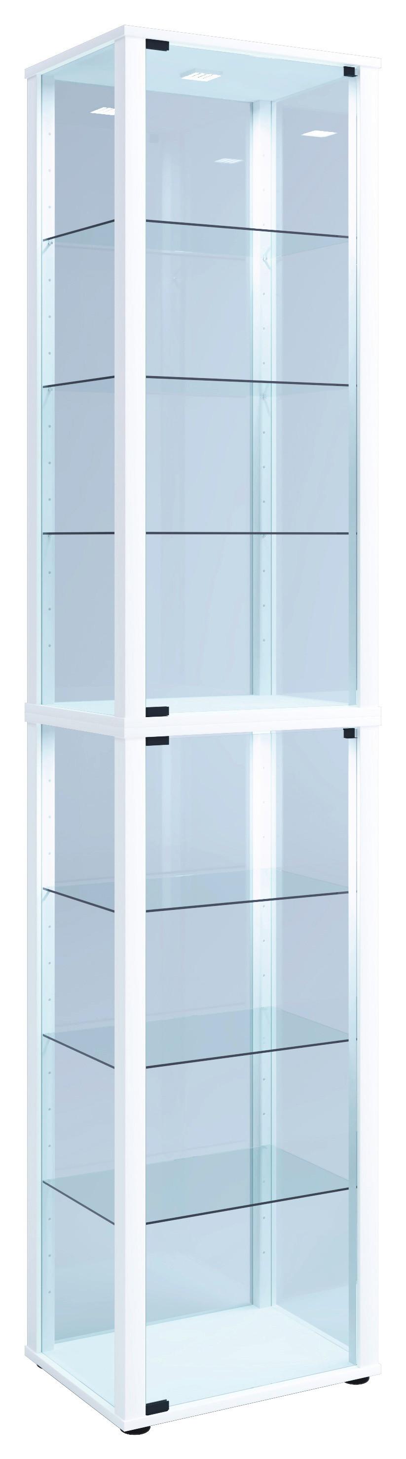 Vitrine Kavisa Weiß B: 50 cm mit 6 Einlegeböden - Schwarz/Weiß, MODERN, Glas/Holzwerkstoff (50/227/38cm) - MID.YOU