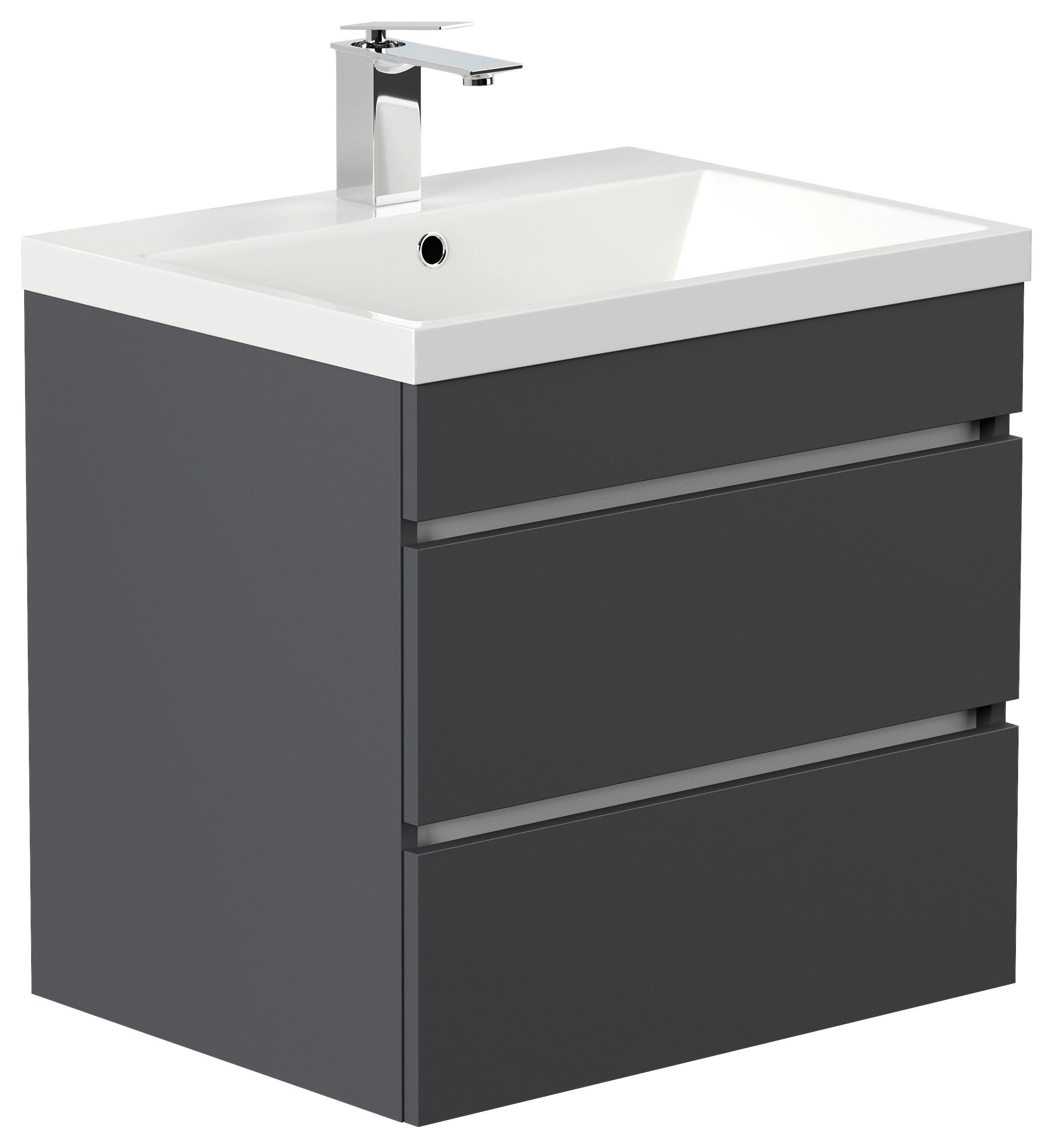 WASCHTISCHKOMBI Fellini,Graphitfarben B: 60 cm - Graphitfarben/Weiß, Basics, Keramik/Holzwerkstoff (60cm) - MID.YOU