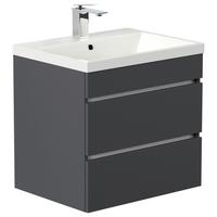 WASCHTISCHKOMBI Fellini,Graphitfarben B: 60 cm - Graphitfarben/Weiß, Basics, Keramik/Holzwerkstoff (60cm) - MID.YOU