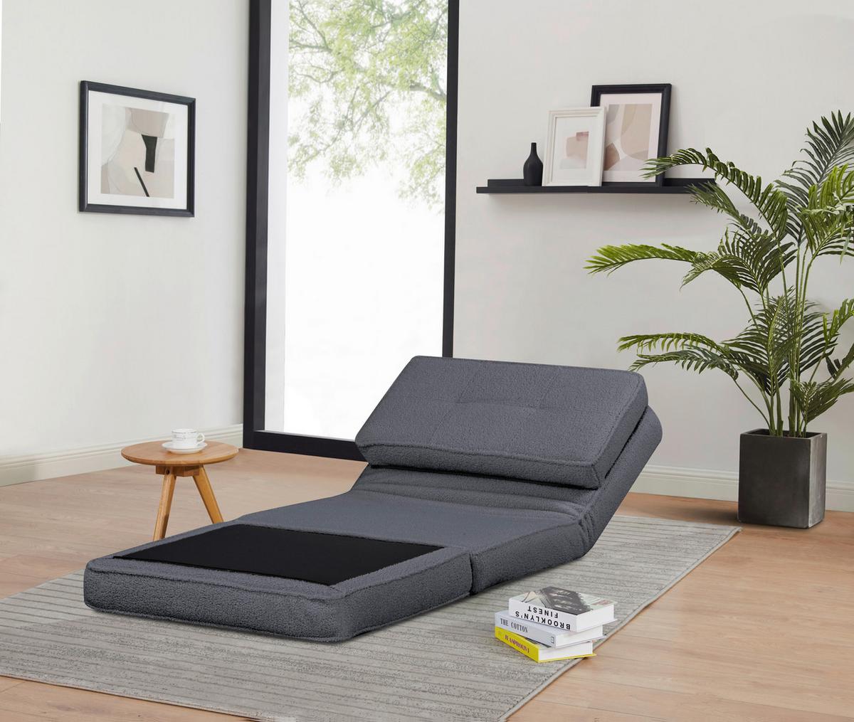 Schlafsofa Luc Grau 74x61,5x80 cm - Grau, MODERN, Textil (74/61,5/80cm) - MID.YOU