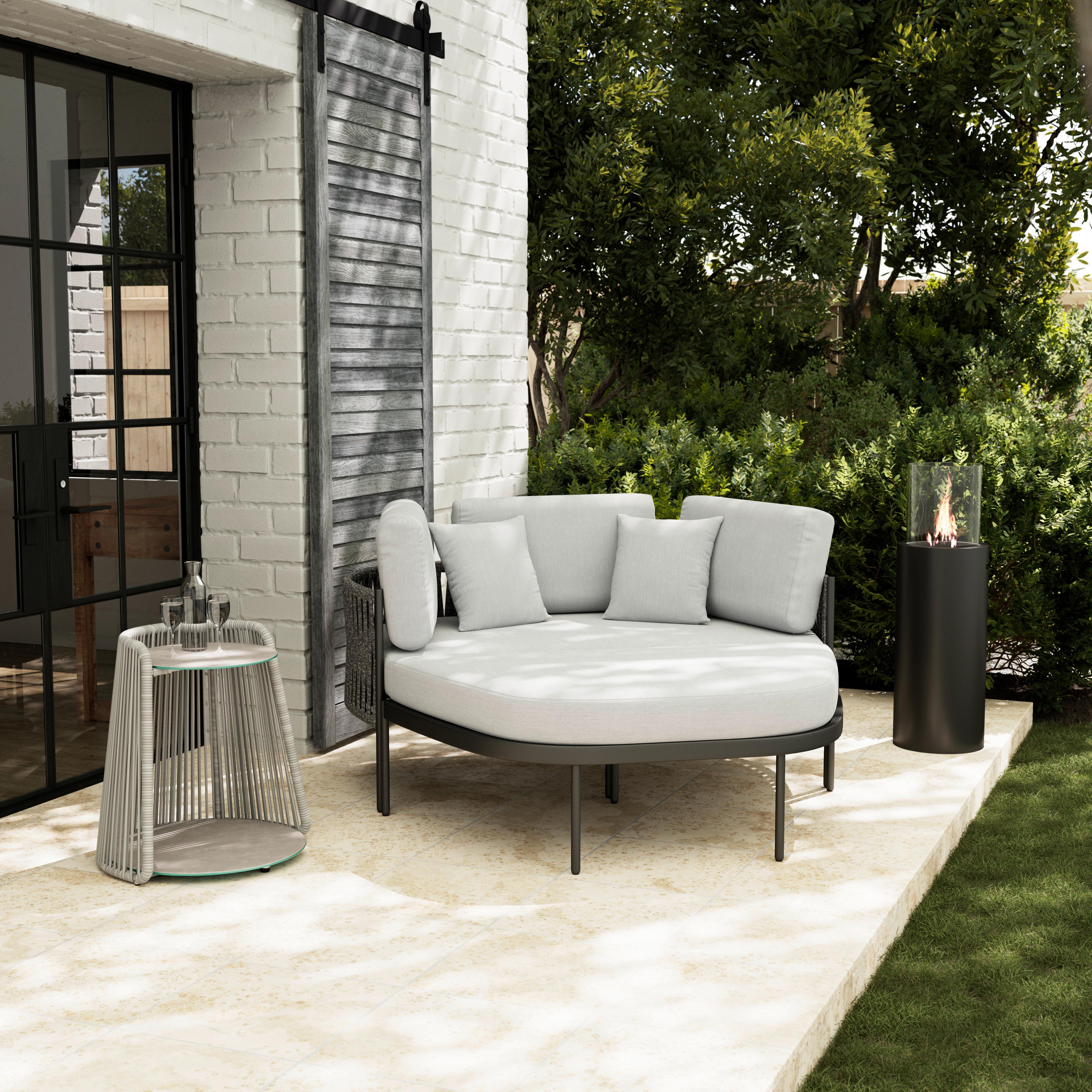 Záhradná pohovka LUCIEN - čierna/svetlosivá, Modern, kov/textil (150/64/76cm) - Bessagi Garden