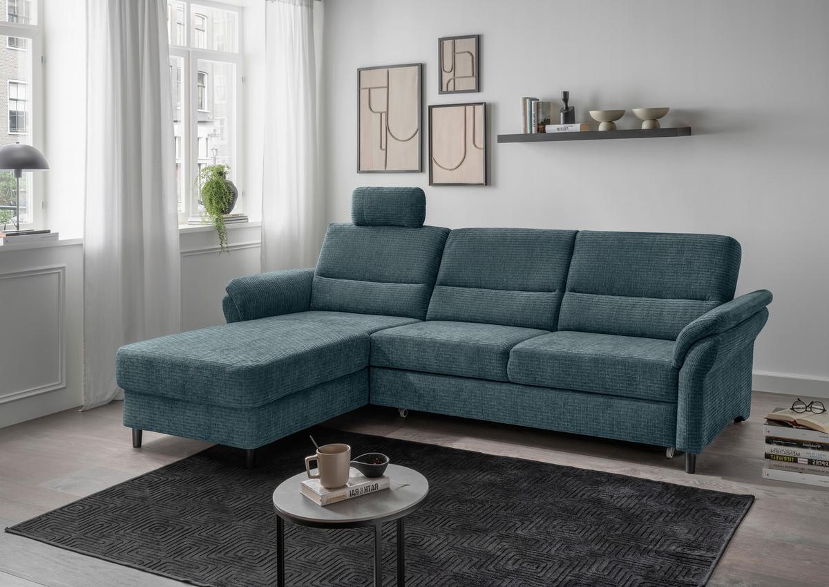Ecksofa Cavoli, Blau S: 176x279 cm - Blau/Schwarz, MODERN, Textil (176/279cm) - Livetastic
