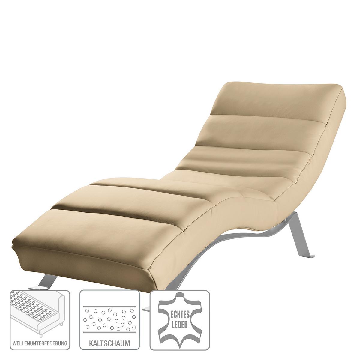 Relaxliege Swing Silver Beige B: 65 Cm - Beige/Silberfarben, Design, Leder (65/65-95/171cm) - Livetastic