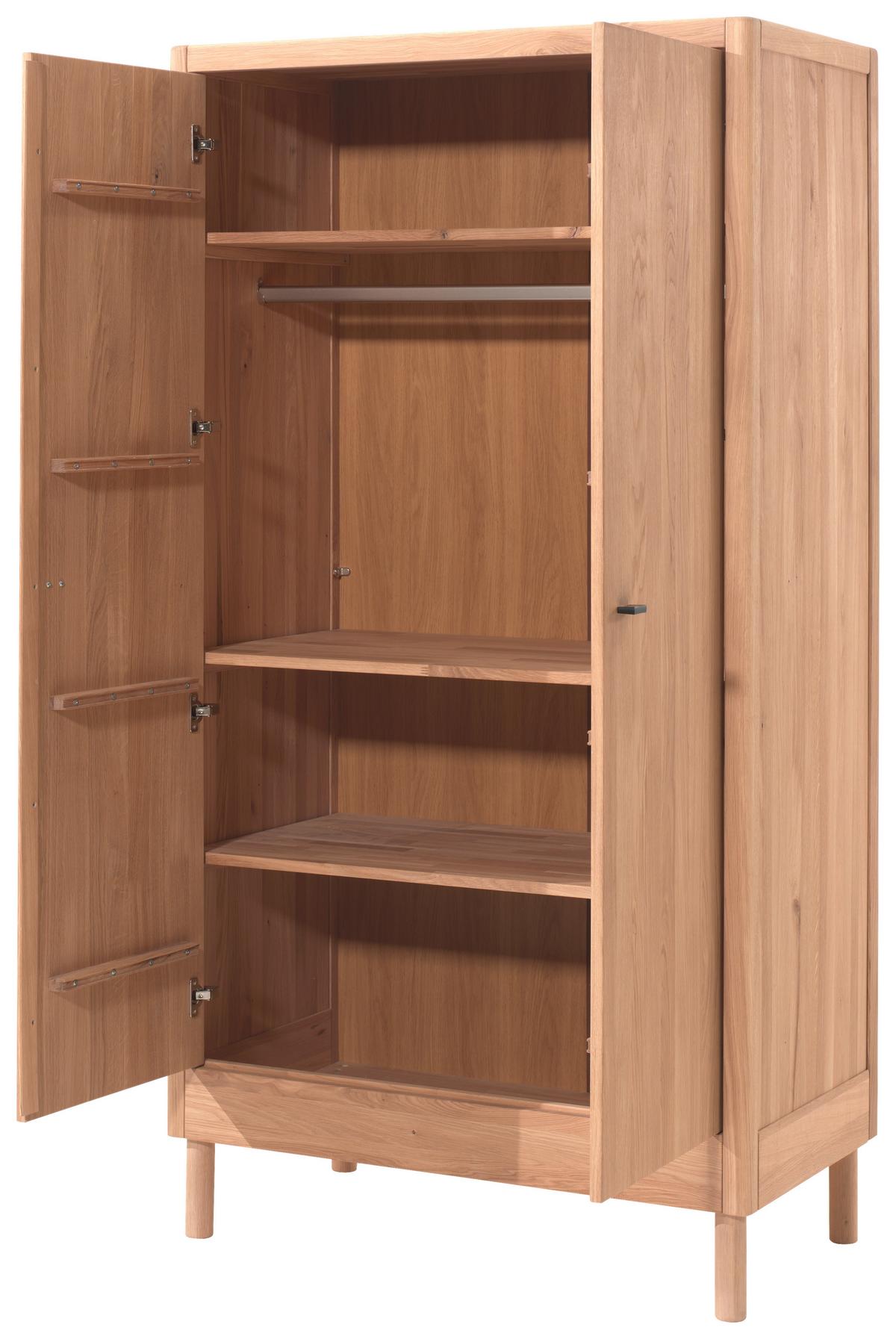 Drehtürenschrank Forrest Naturfarben B: 100cm - Naturfarben/Nickelfarben, MODERN, Holz (100/190/55cm) - Vipack