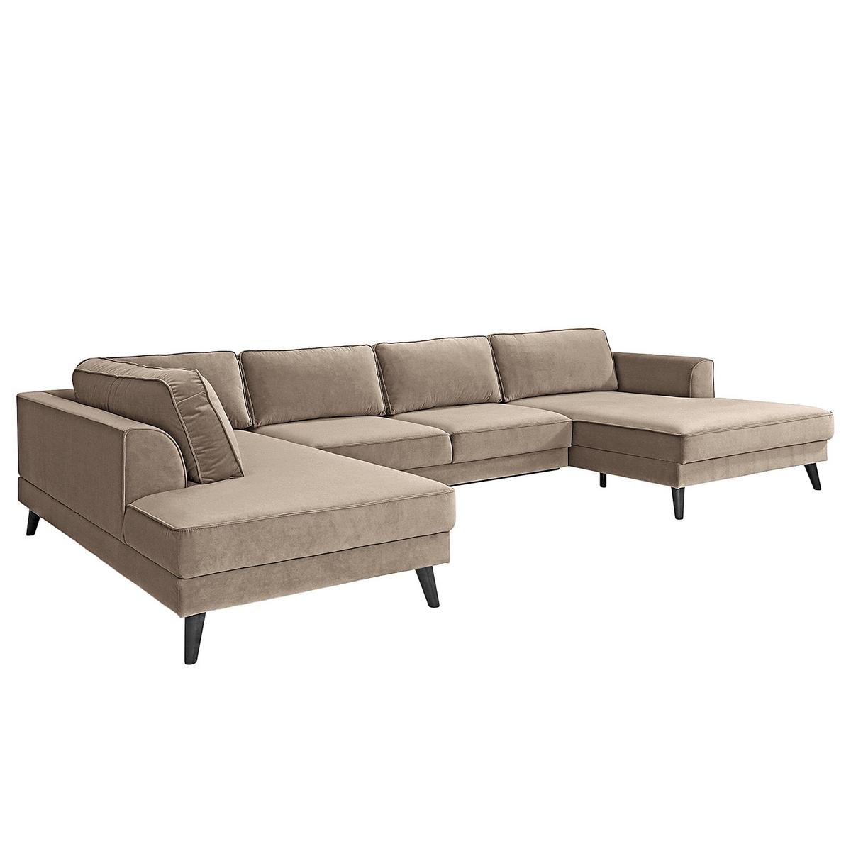 Wohnlandschaft Lumber Jack Hellgrau B: 201 cm - Wengefarben/Hellgrau, MODERN, Textil (201/85/354cm) - Trendmanufaktur