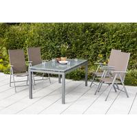 Gartensessel Klappbar Amalfi Verstellbar Metall/textil - Taupe/Silberfarben, ROMANTIK / LANDHAUS, Textil/Metall (57/108/65cm) - Gardenson