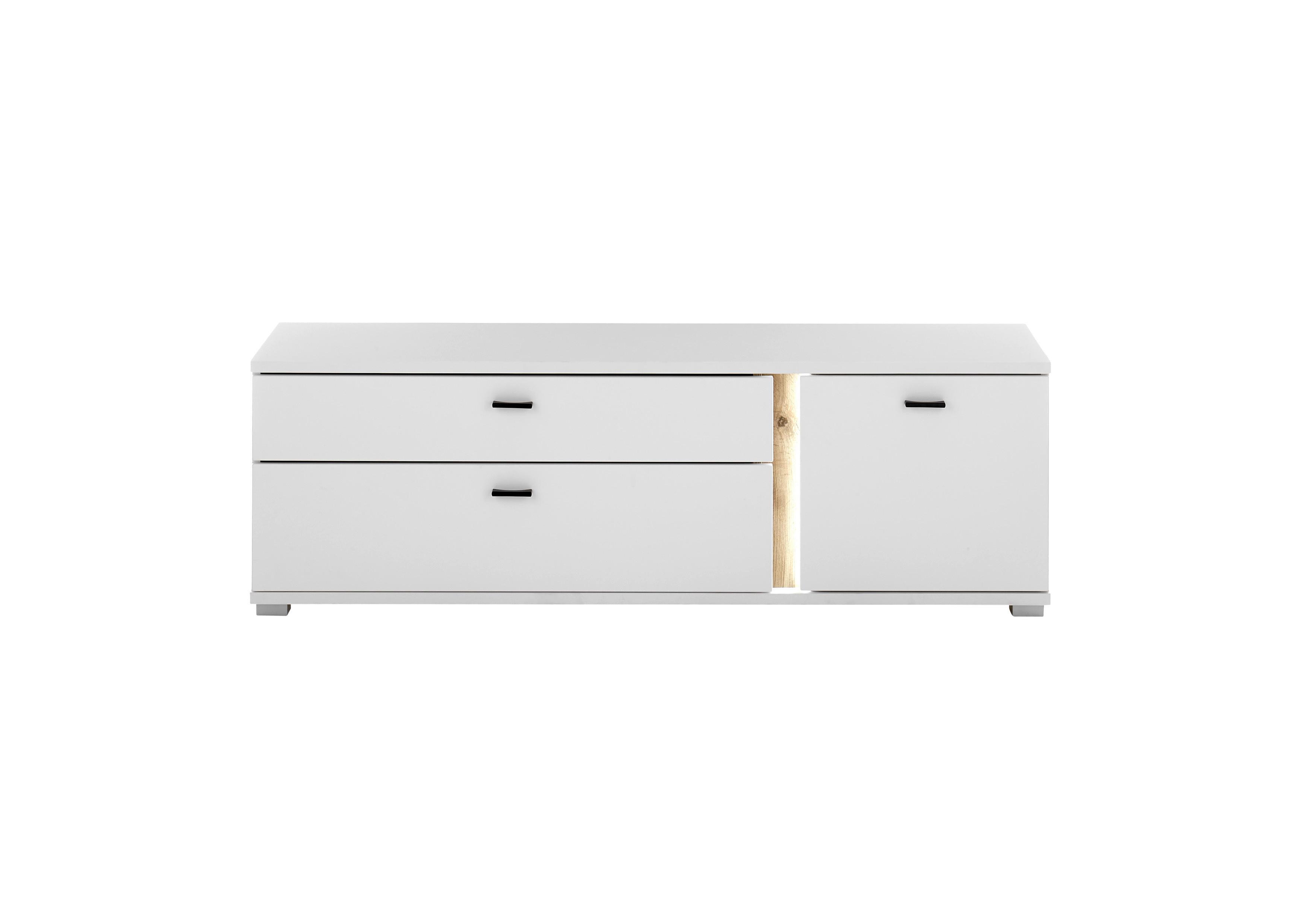 Lowboard Long Island Weiß/Eiche Wotan B: 150 cm - Silberfarben/Eiche Wotan, Design, Holzwerkstoff (150/45/42cm) - MID.YOU