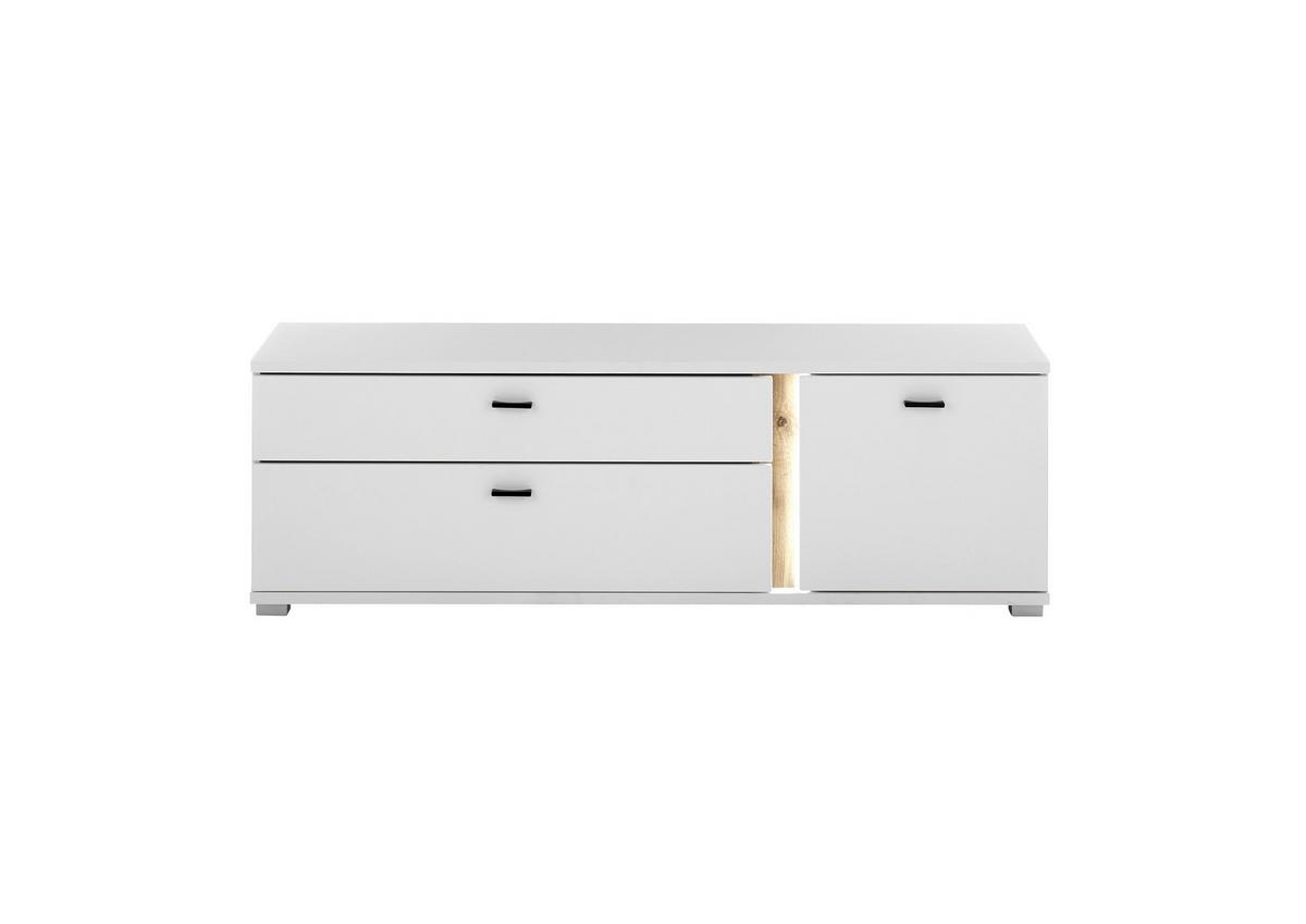 Lowboard Long Island Weiß/Eiche Wotan B: 150 cm - Silberfarben/Eiche Wotan, Design, Holzwerkstoff (150/45/42cm) - MID.YOU