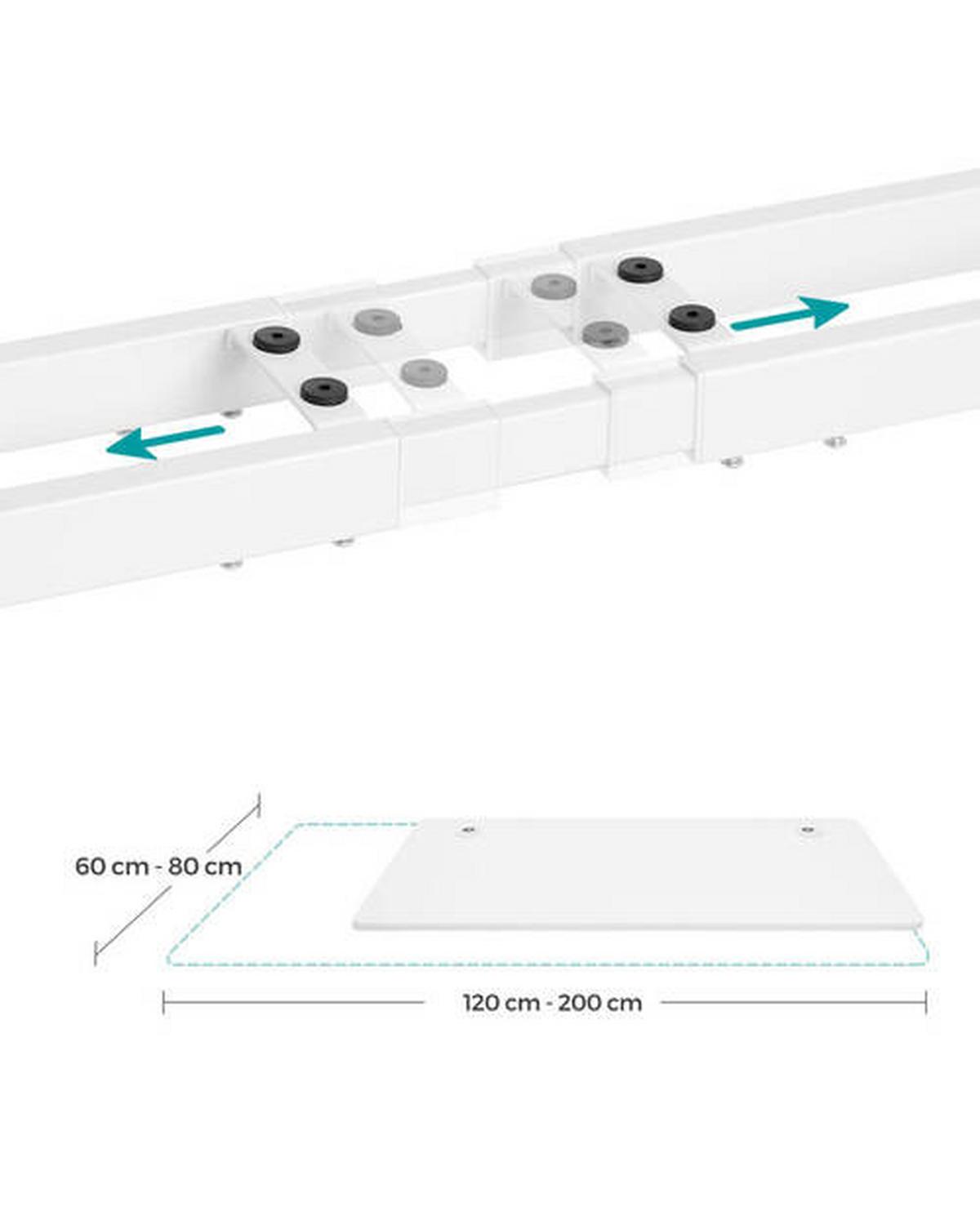 Schreibtischbeine Weiß B:107,5-175 Cm, H: 69-115 Cm - Weiß, Basics, Metall (107,5-175/69-115/60cm) - Boxxx