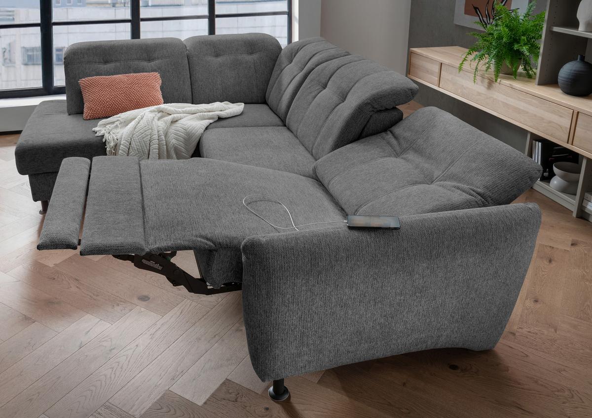 Ecksofa Minori Chenille Anthrazit, S: 198x270 cm - Anthrazit/Schwarz, MODERN, Textil (198/270cm) - Livetastic