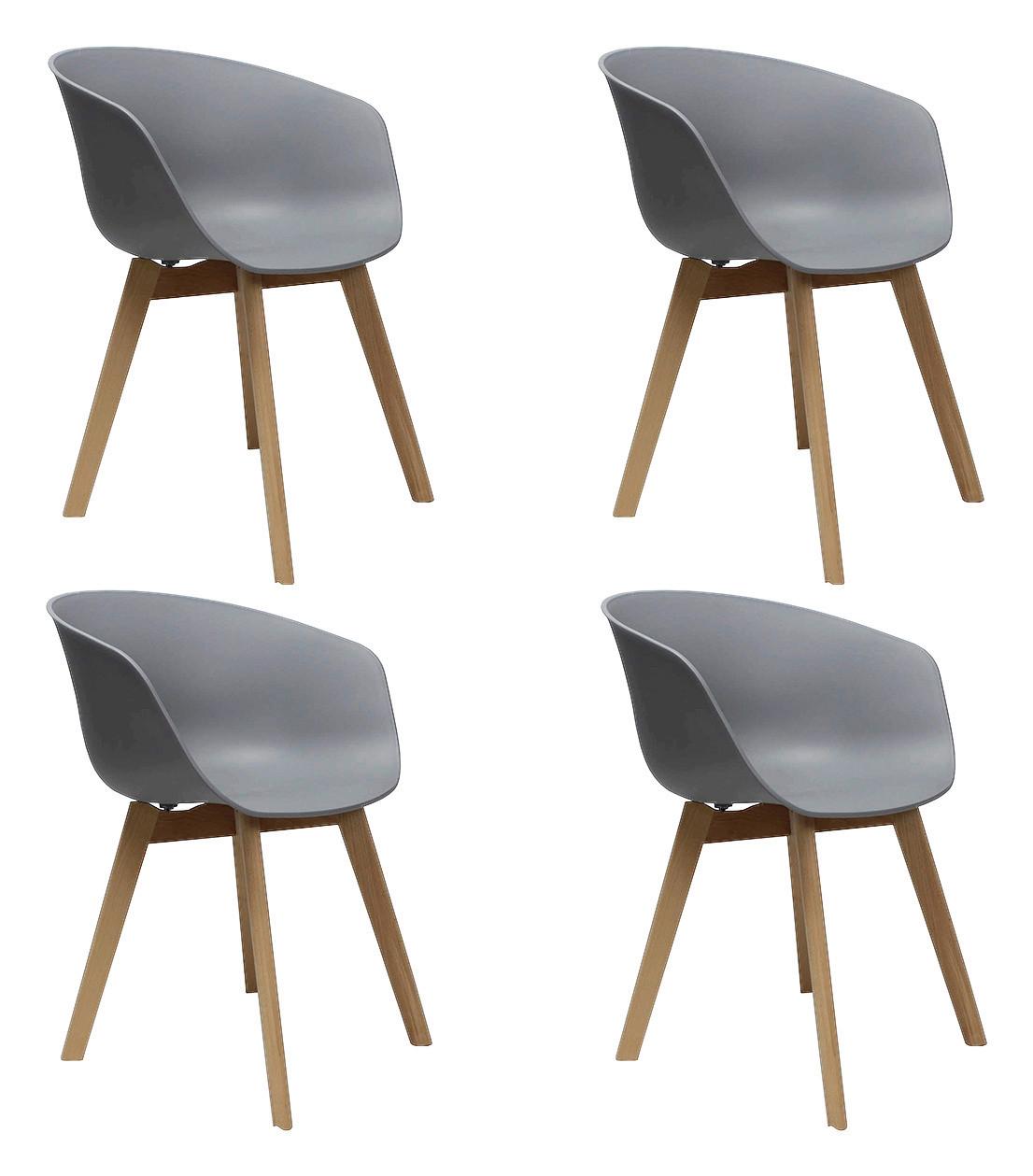 Armlehnstuhl-Set Noan - Naturfarben/Grau, MODERN, Holz/Kunststoff (60/78,5/44cm) - MID.YOU