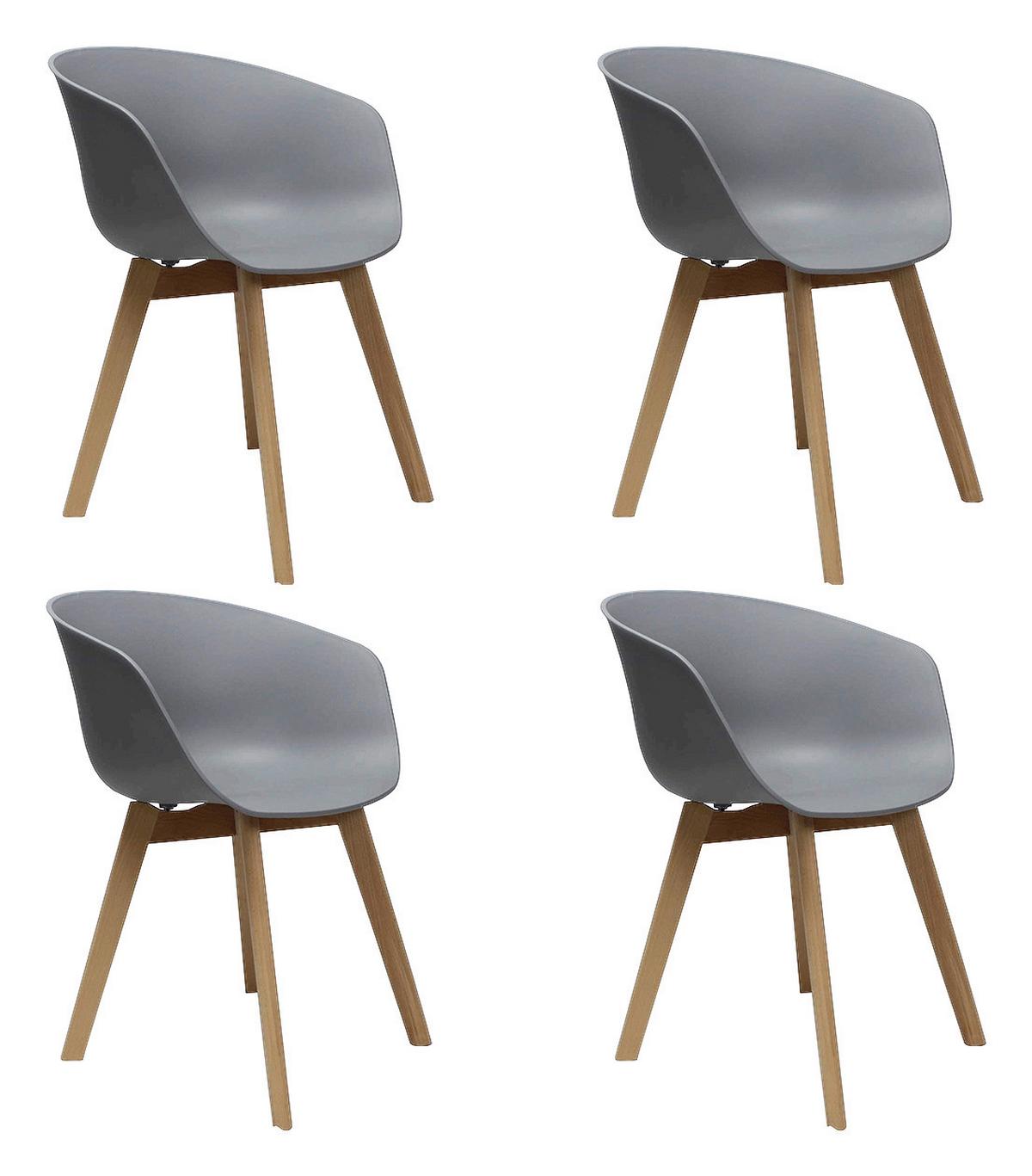 Armlehnstuhl-Set Noan - Naturfarben/Grau, MODERN, Holz/Kunststoff (60/78,5/44cm) - MID.YOU