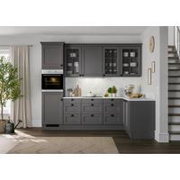 Eckküche Ip 4250 - Graphitfarben/Weiß, ROMANTIK / LANDHAUS, Holzwerkstoff (285/185cm) - Impuls