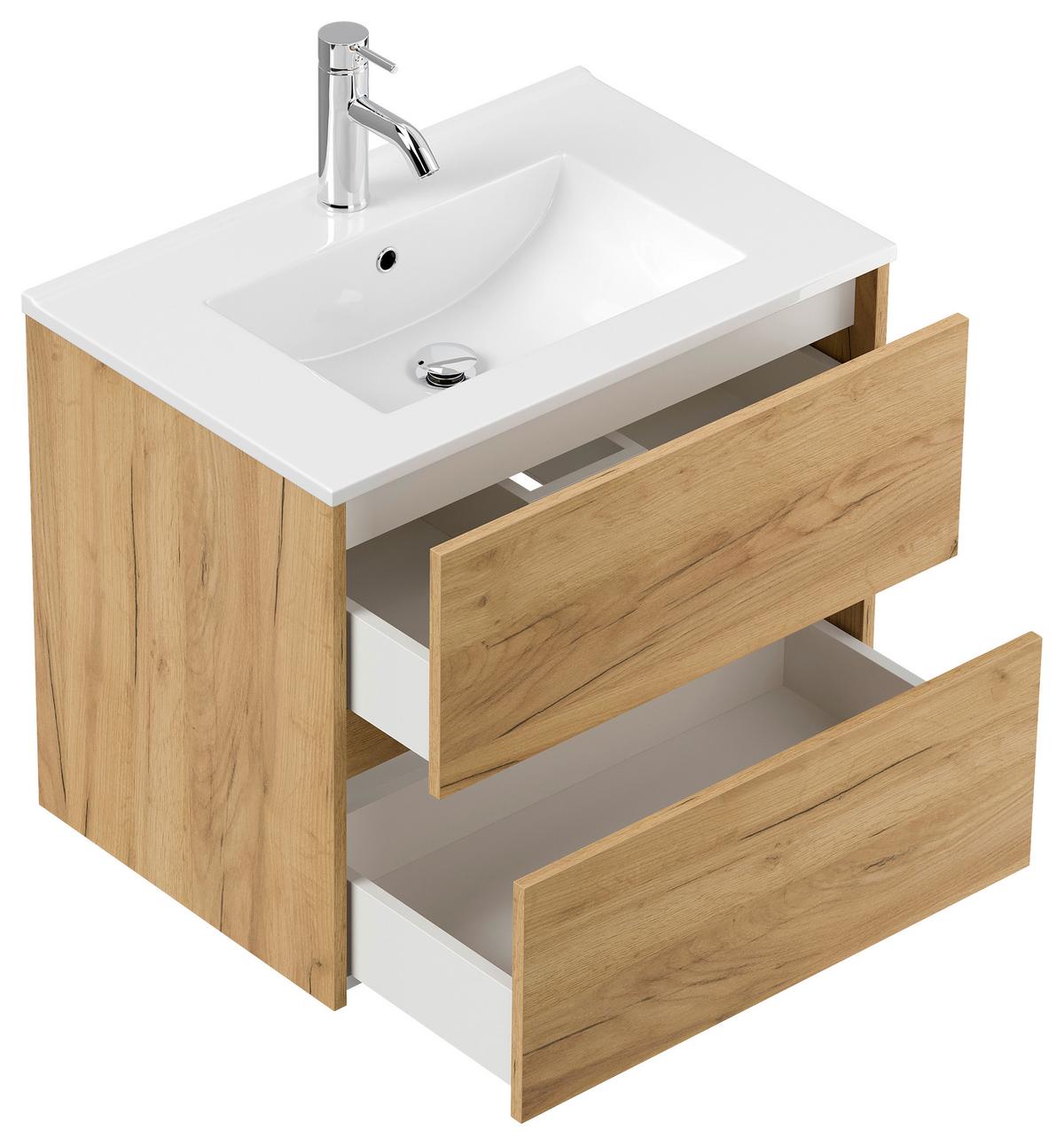 BADEZIMMER Limes, Eichefarben B: 70 cm - Eichefarben/Weiß, Basics, Keramik/Holzwerkstoff (70cm) - MID.YOU