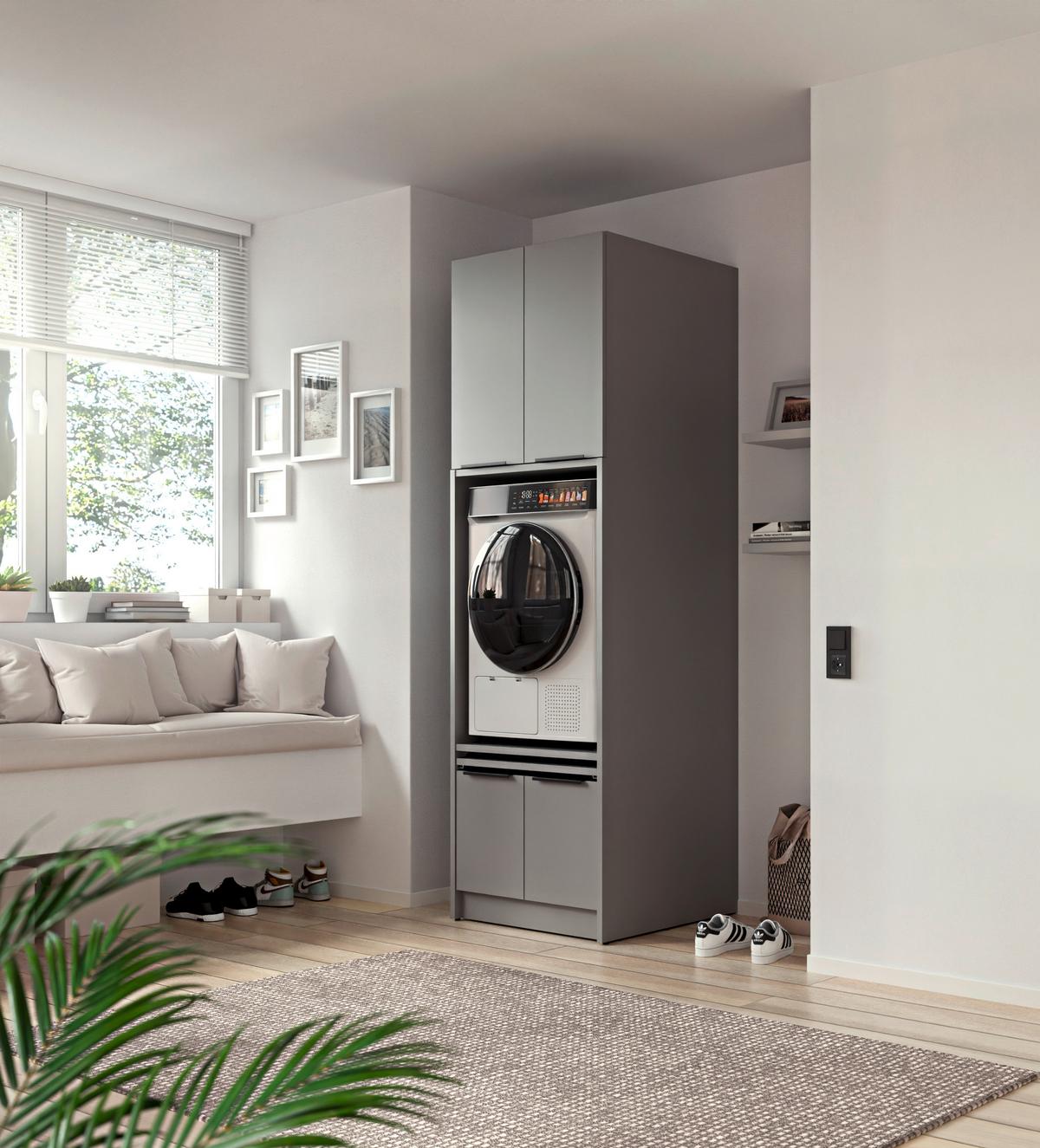 SKŘÍŇKA NAD PRAČKU TIDY HERO - šedá/černá, Basics, kov/kompozitní dřevo (70/150/68cm) - P & B
