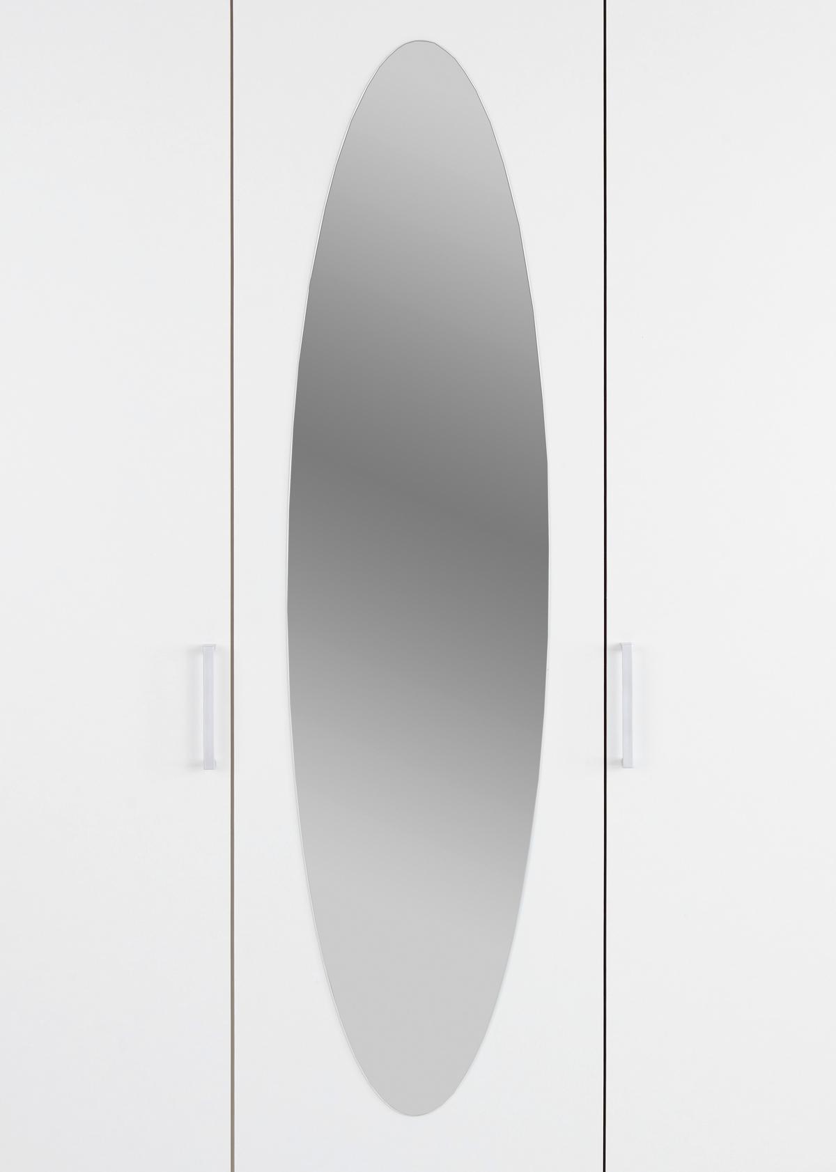 Drehtürenschrank Mit Spiegel 120 Cm Paul, Weiß - Eichefarben/Weiß, Basics, Glas/Holzwerkstoff (120/196/55cm)
