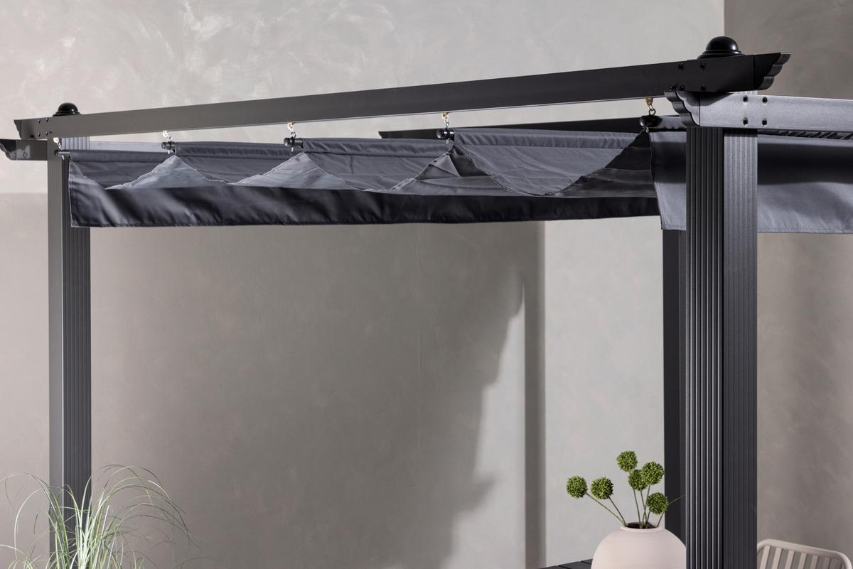 Pavillon Lazio 295x295cm , Gartenpavillon - Dunkelgrau, KONVENTIONELL, Textil/Metall (295/248/295cm) - Gardenson