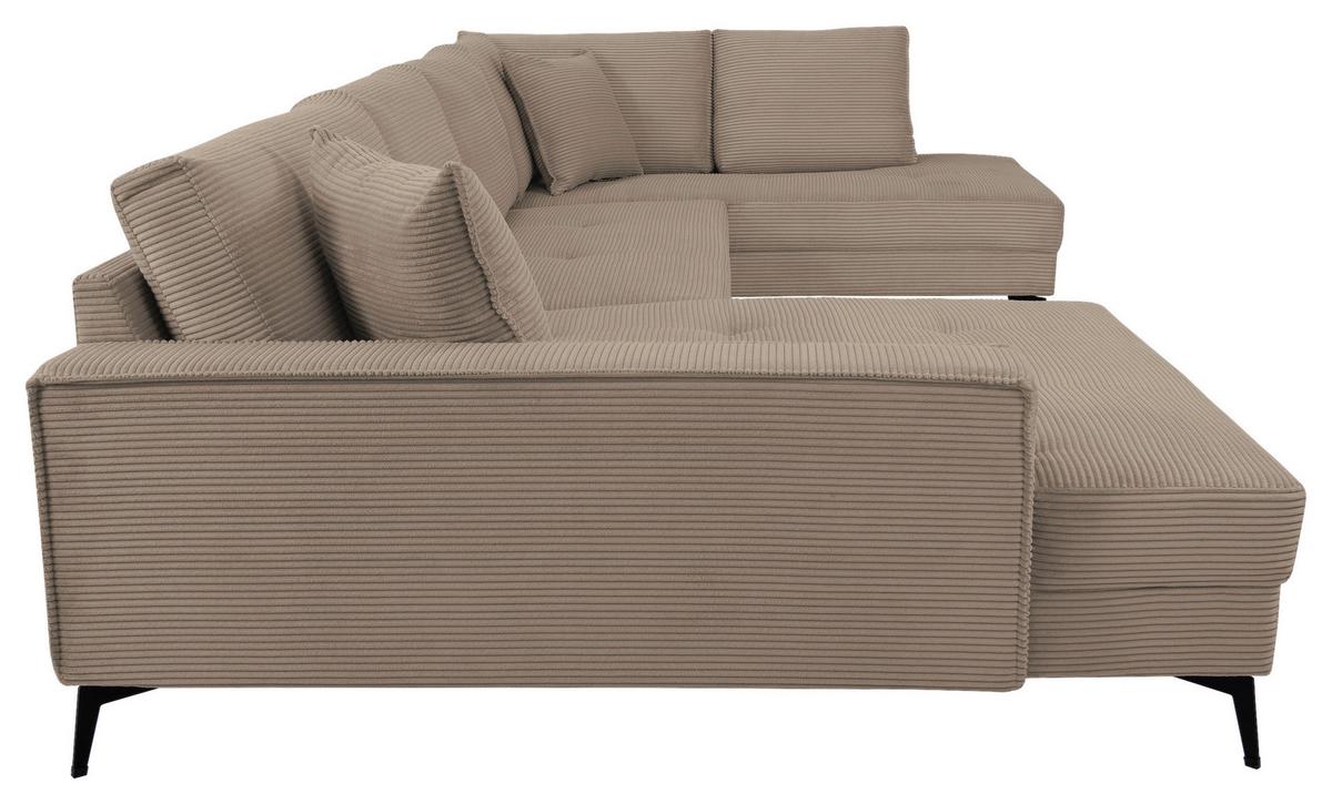 Wohnlandschaft Zero Hellbraun U-Form 195x362x173cm - Hellbraun/Schwarz, Trend, Textil (173/362/195cm)