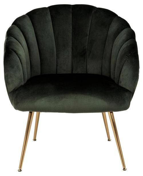 Esszimmerstuhl Daniella Dunkelgrün Gepolstert - Dunkelgrün/Goldfarben, Design, Textil/Metall (76/81/76cm) - Livetastic