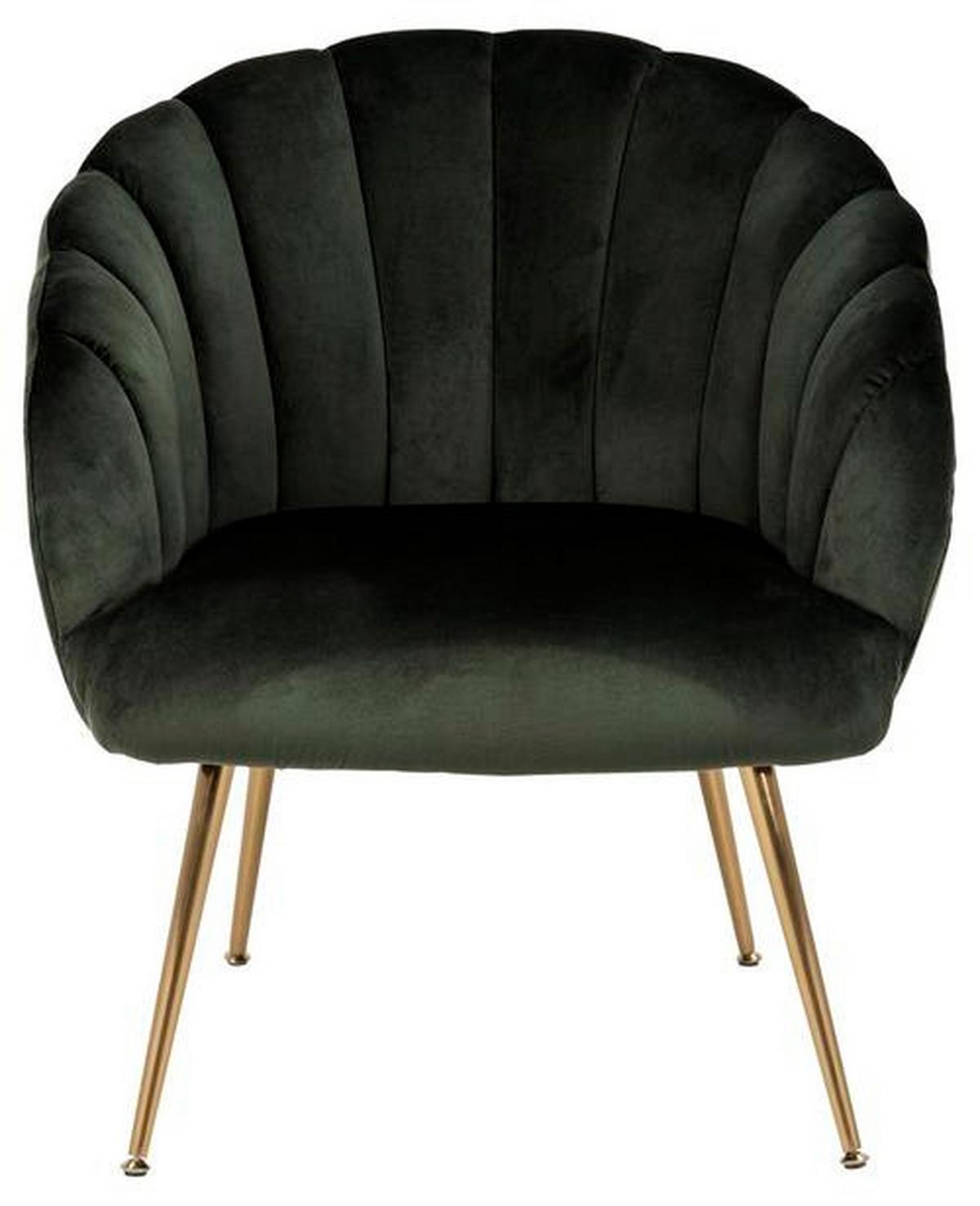 Esszimmerstuhl Daniella Dunkelgrün Gepolstert - Dunkelgrün/Goldfarben, Design, Textil/Metall (76/81/76cm) - Livetastic