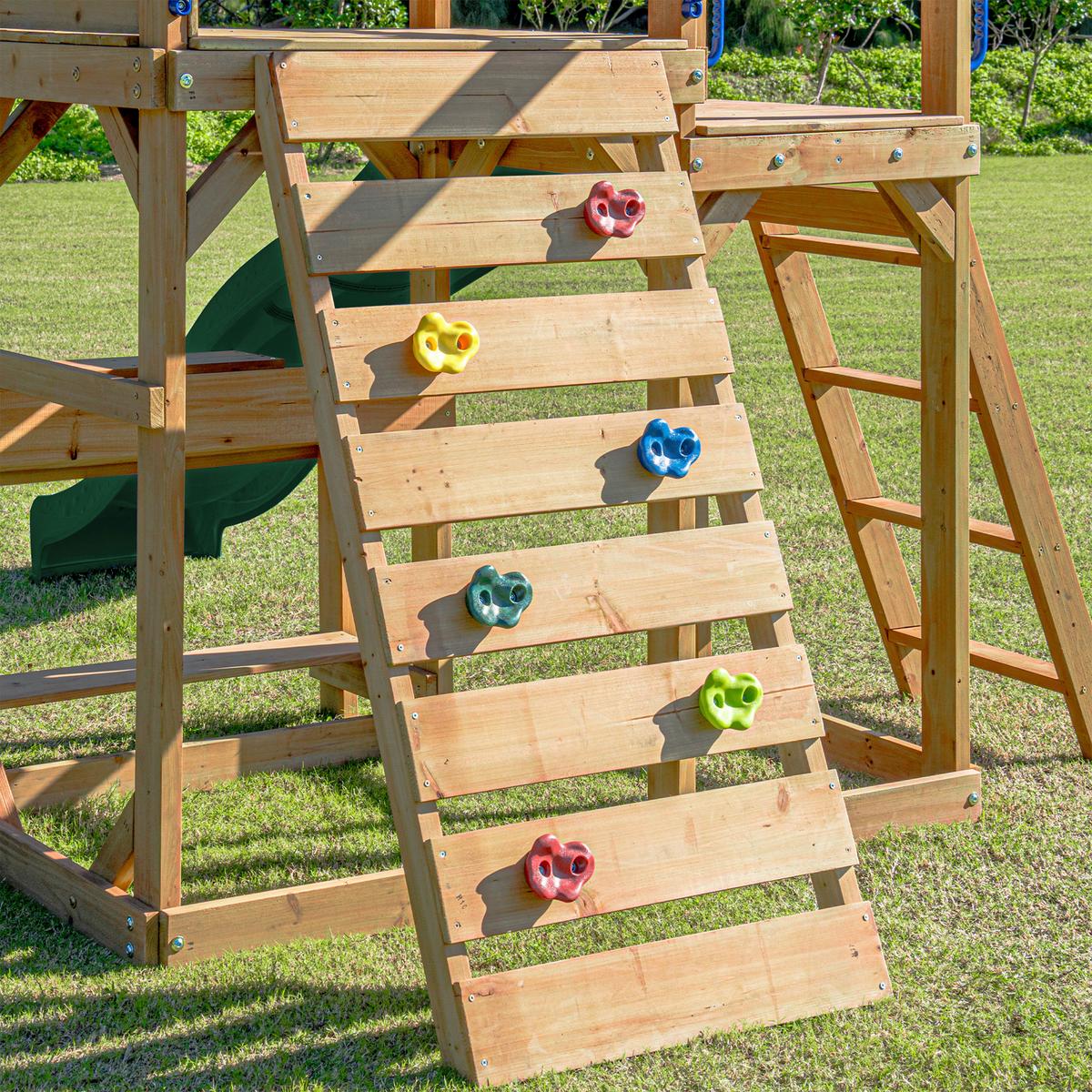 Spielturm Mit Rutsche Grün - Dunkelgrün/Anthrazit, Basics, Holz/Kunststoff (482/500/338cm) - Ambia Garden