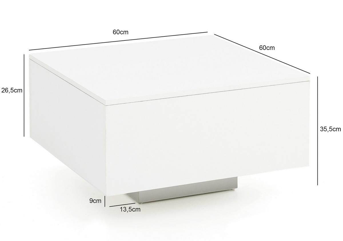 Konferenčný stolík biely - biela, Modern, kompozitné drevo (60/60/35,5cm) - MID.YOU