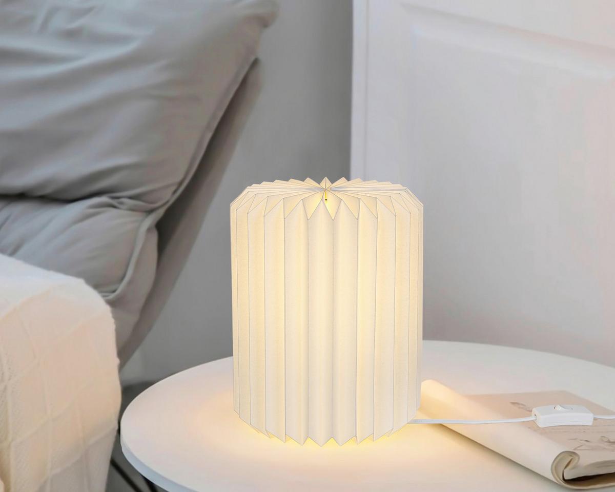 STOLNÁ LAMPA OLGA - biela, Modern, plast/papier (20/20/25cm) - Mömax